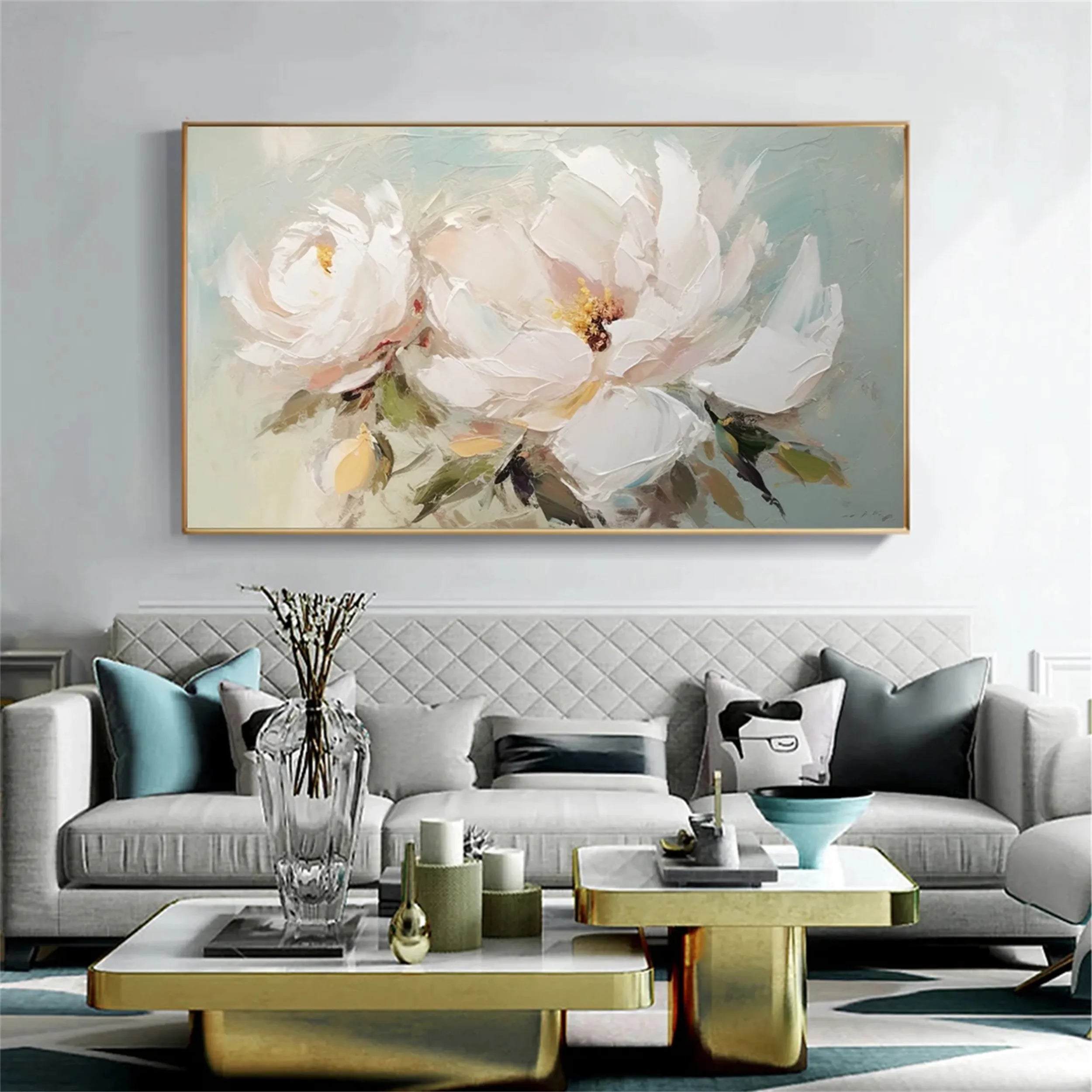 Flower and Tree Painting #FT054 - Handmade Canvas Art for Home Decor, Office Wall Art, Living Room & Bedroom Aesthetic