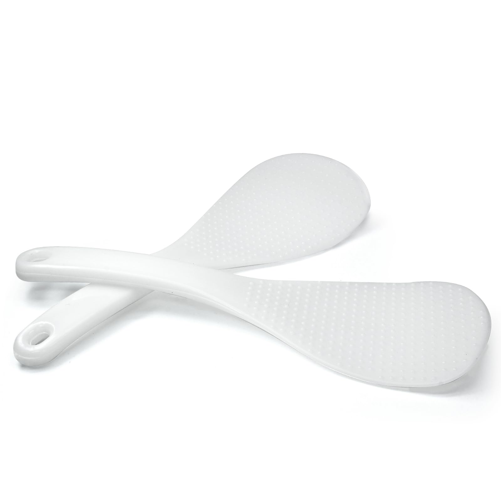 Vonty 2-Pack 7.5 Inch White Plastic Rice Paddle Spoons - Perfect for Cooking, Serving Rice & Stirring in Non-Stick Pans
