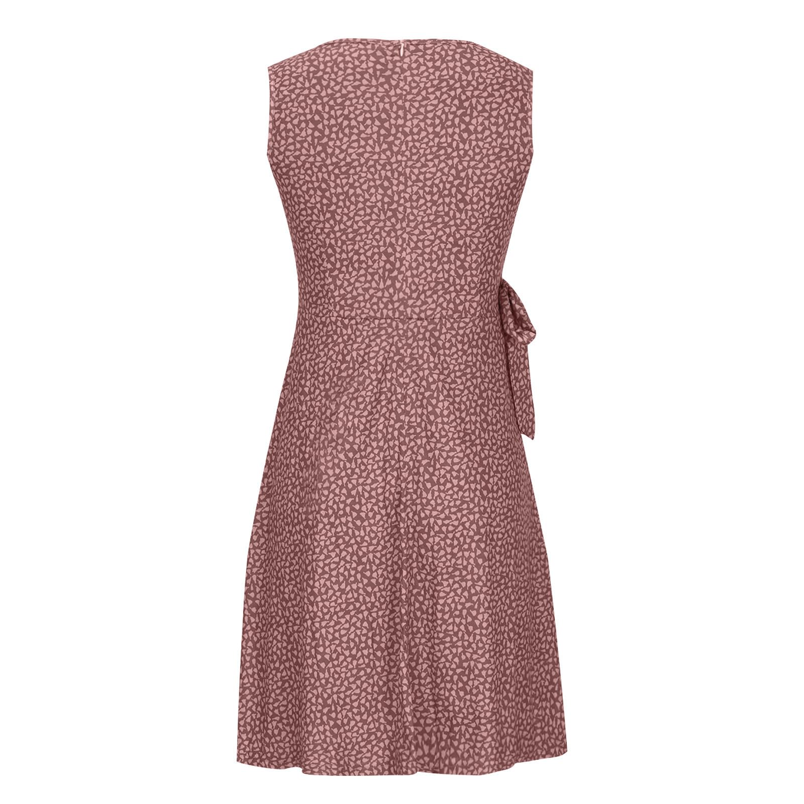 2024 Women's Floral Print Wrap Dress - V Neck, Tie Waist Sleeveless Midi Sundress for Casual Summer Wear | Perfect for Beach Outings, Brunch Dates & Vacation Style