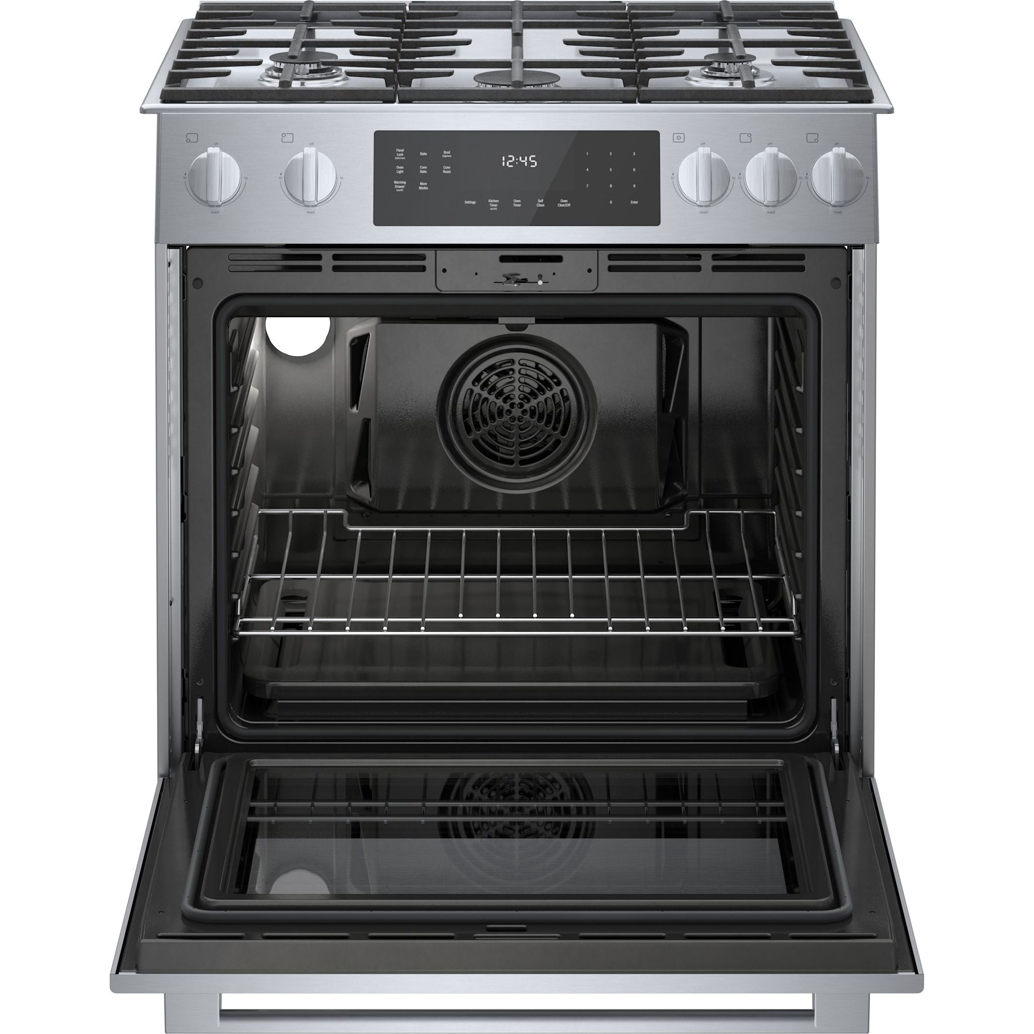 Bosch 30 Inch Slide-In Gas Range (HGI8056UC) - Stainless Steel, 5 Burners, Convection Oven - Perfect for Modern Kitchens & Professional Cooking