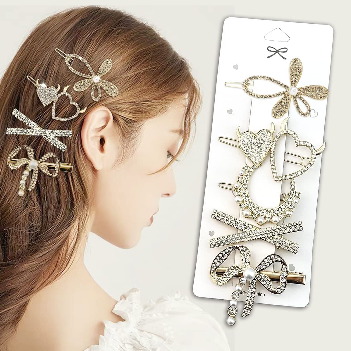 Stylish Geometric Metal Hair Clips for Women - Korean Fashion Barrettes & Hair Pins (5-Pack, 2-Pack) - Perfect for Updos, Ponytails & Everyday Hairstyles