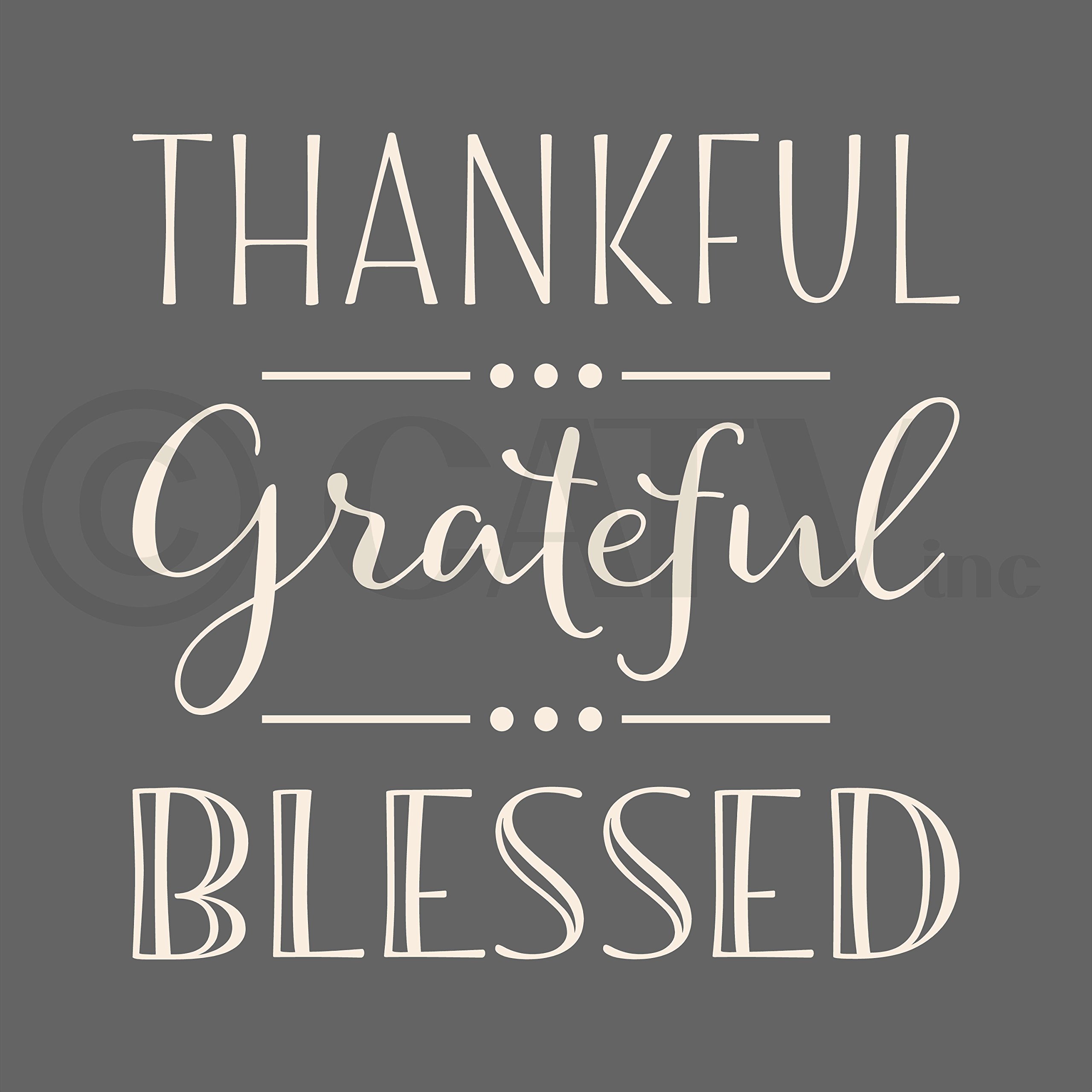 Thankful Grateful Blessed Vinyl Wall Decal Sticker - 10x10 Inch Eggshell Finish - Perfect for Home Decor, Nursery, Office & Gift Giving