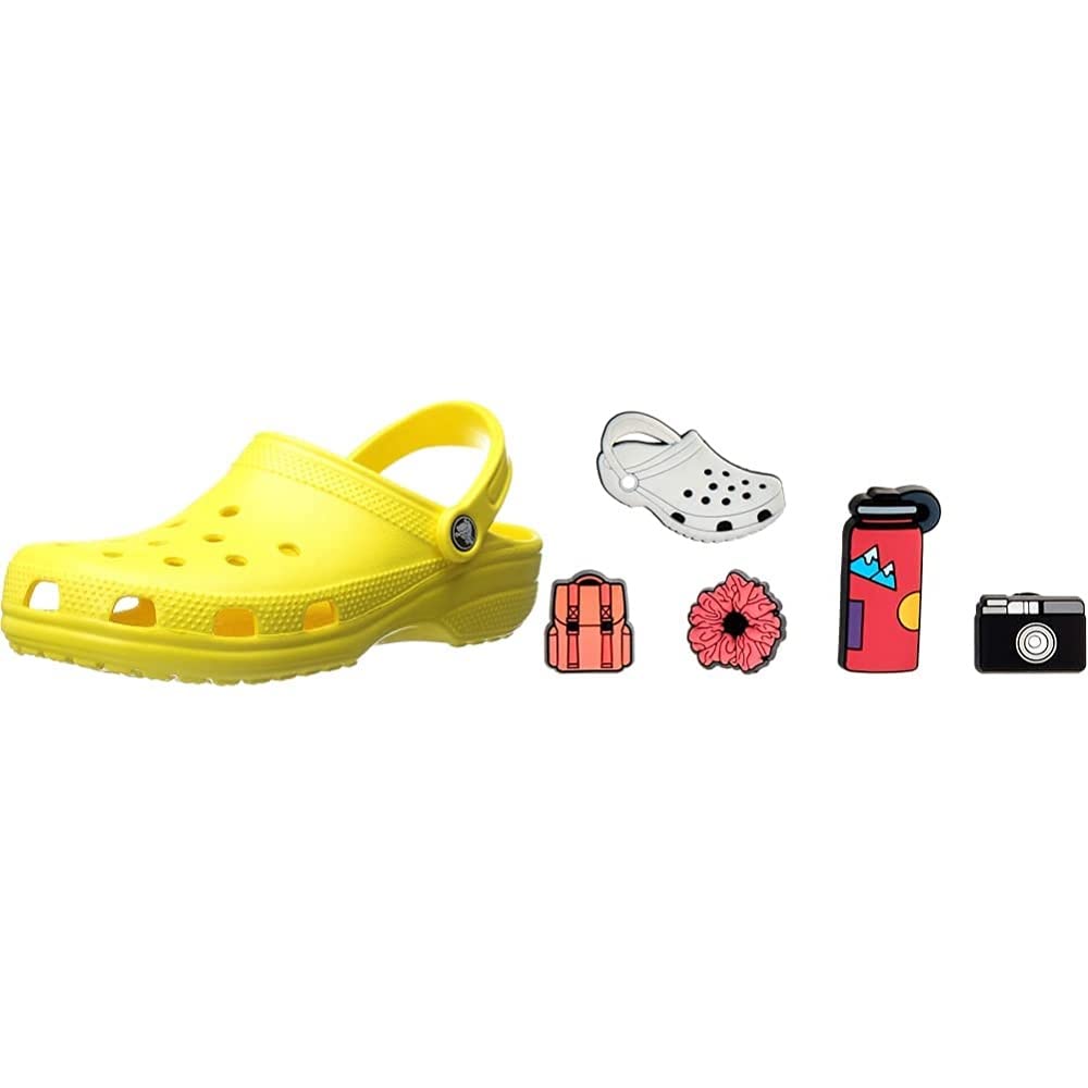 Crocs Classic Clog for Men & Women with 5-Pack Jibbitz Charms - Comfortable Slip-On Shoes for Casual Wear, Work & Outdoor Activities