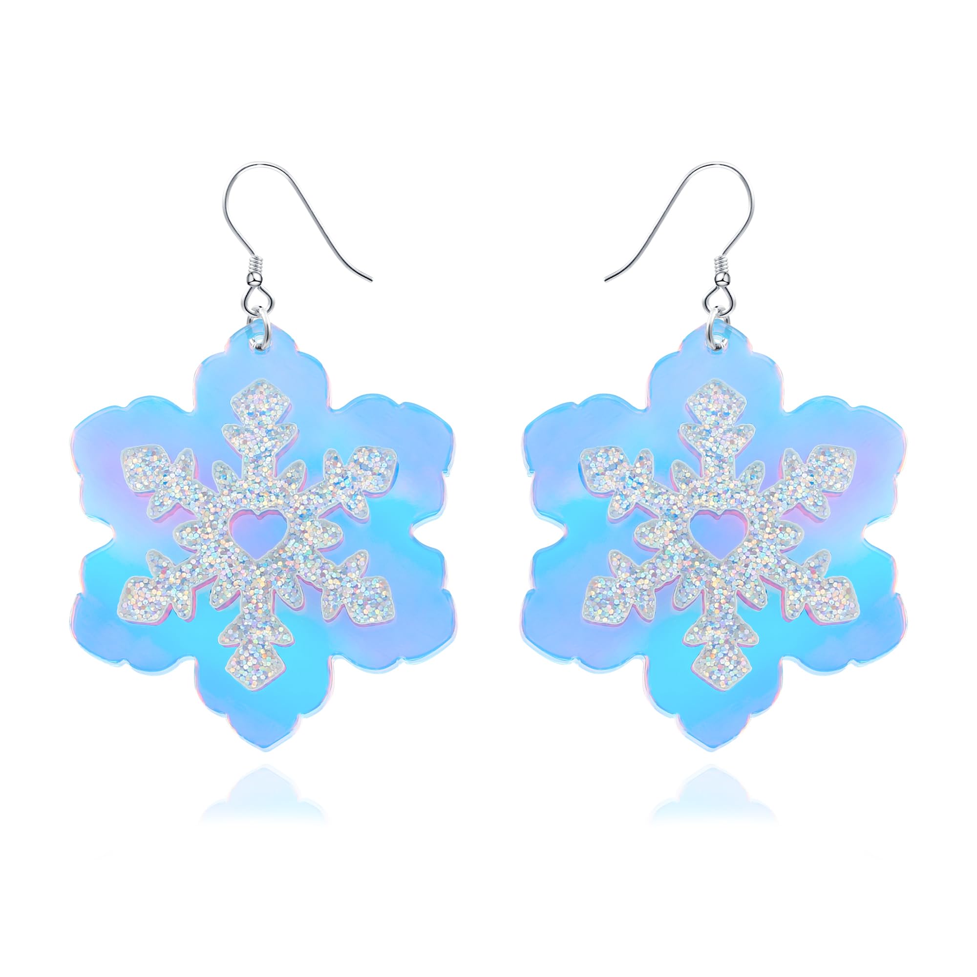 Snowflake Earrings for Women - Colorful Dangle Acrylic Winter Holiday Earrings, Christmas & New Year's Eve Jewelry Gifts for Girls - Perfect for Ugly Sweater Parties, Holiday Gatherings & Festive Celebrations