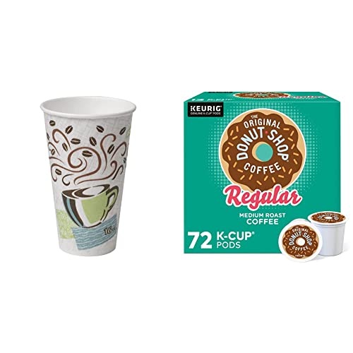 Dixie PerfecTouch 16 oz. Insulated Paper Hot Coffee Cups (72 Count) | Keurig K-Cup Pods - The Original Donut Shop Medium Roast Coffee (72 Pods) | Perfect for Office, Home & Cafes