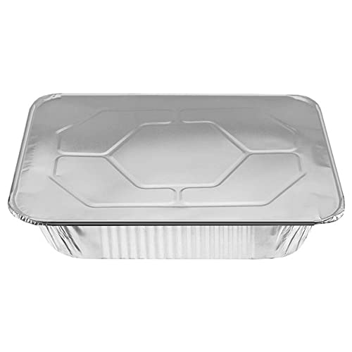 9 x 13 Inch Deep Half Size Disposable Aluminum Pans with Lids - Heavy Duty Baking Pans for Thanksgiving, Christmas & Holiday Cooking - 100 Pack for Roasting, Baking & Meal Prep