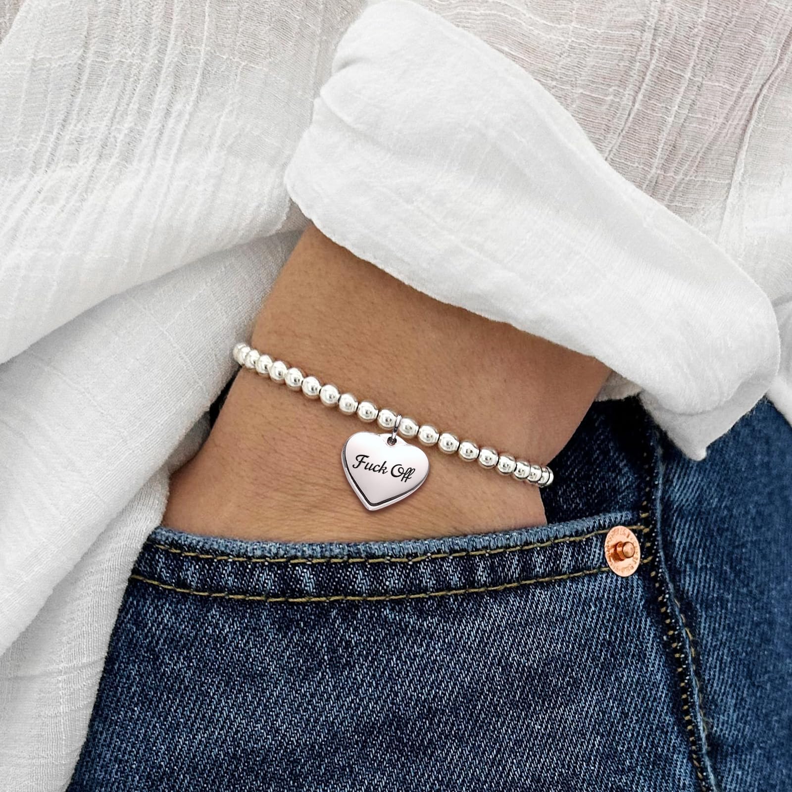 VIMIEW Heart Beads Adjustable Bracelet for Women - Inspirational Taylor Swift Quote Jewelry, Friendship & Family Bracelet, Birthday & Valentines Gift for Daughter Sister Best Friend - Perfect for Everyday Wear, Special Occasions & Gift Giving