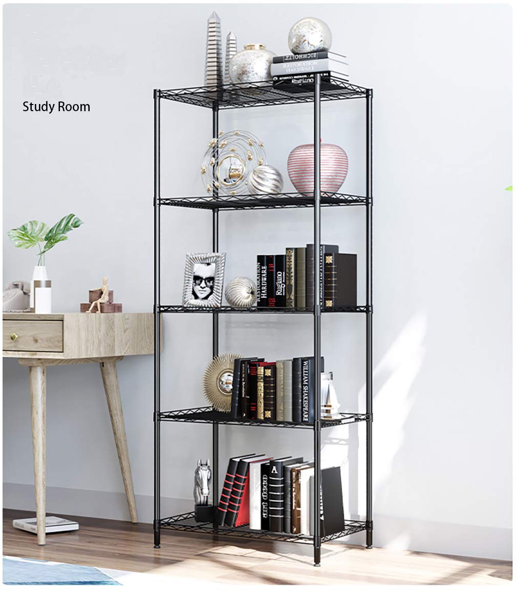 5-Shelf Steel Kitchen Organizer Rack - Heavy Duty Storage Shelving Unit for Pantry, Spice, Dishes & Cookware | Space Saving Wire Shelf for Kitchen, Bathroom & Garage Organization