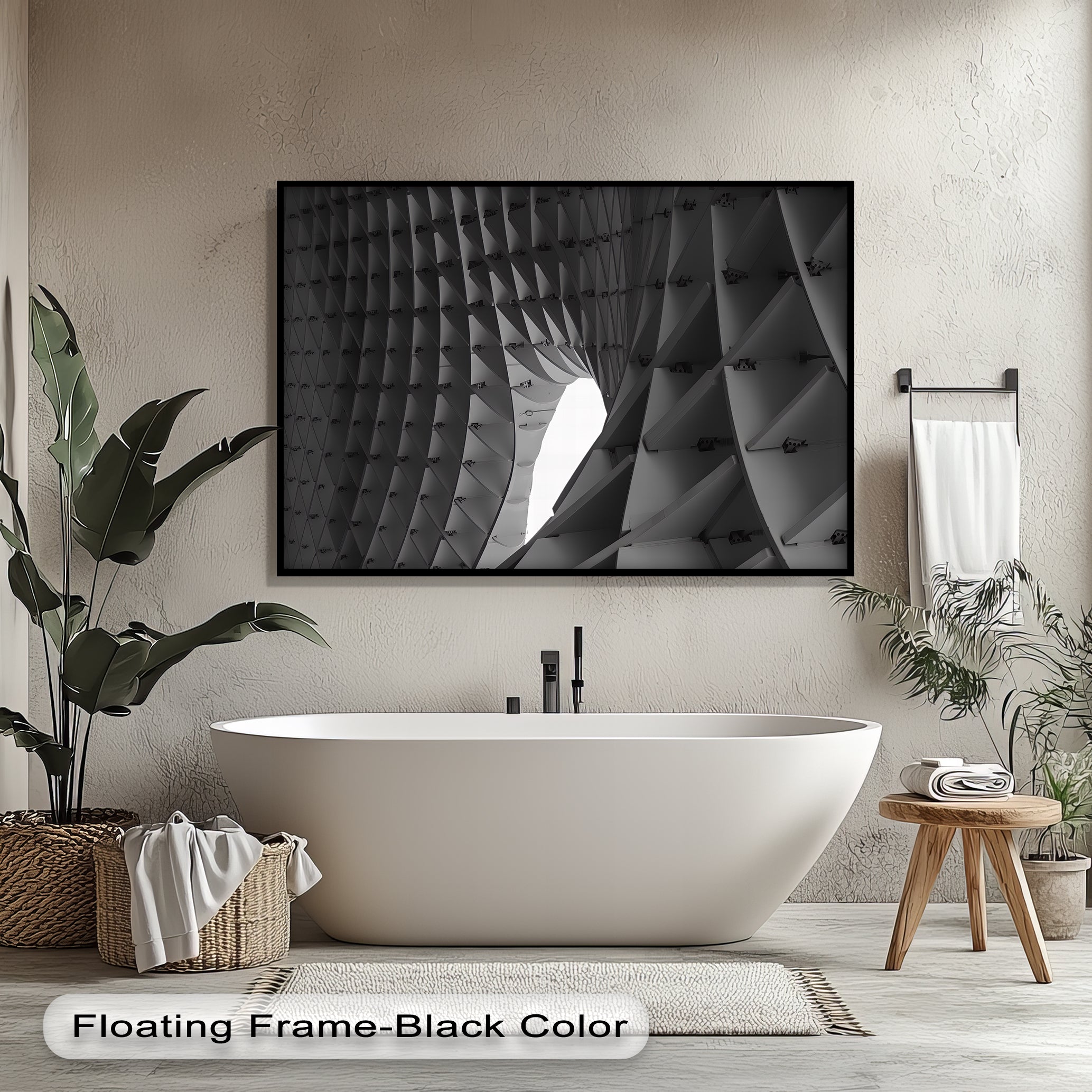 Abstract Structural Canvas Wall Art - Modern Geometric Home Decor for Living Room, Bedroom & Office | Framed Architectural Design Print