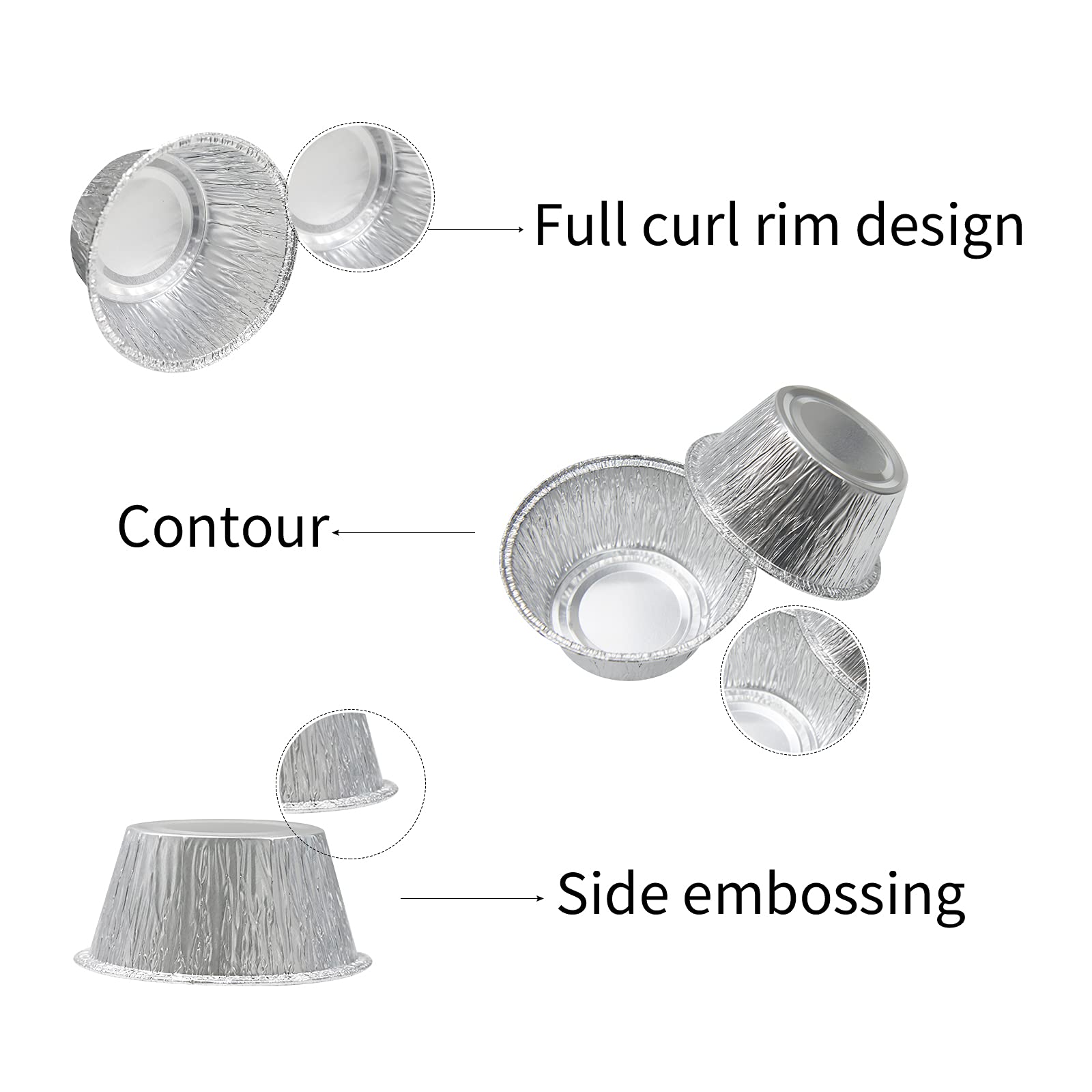 150-Pack 4oz Disposable Aluminum Foil Baking Cups - Silver Muffin Liners & Pudding Cups for Baking, Cooking, Storage & Reheating | Perfect for Cupcakes, Party Snacks & Meal Prep