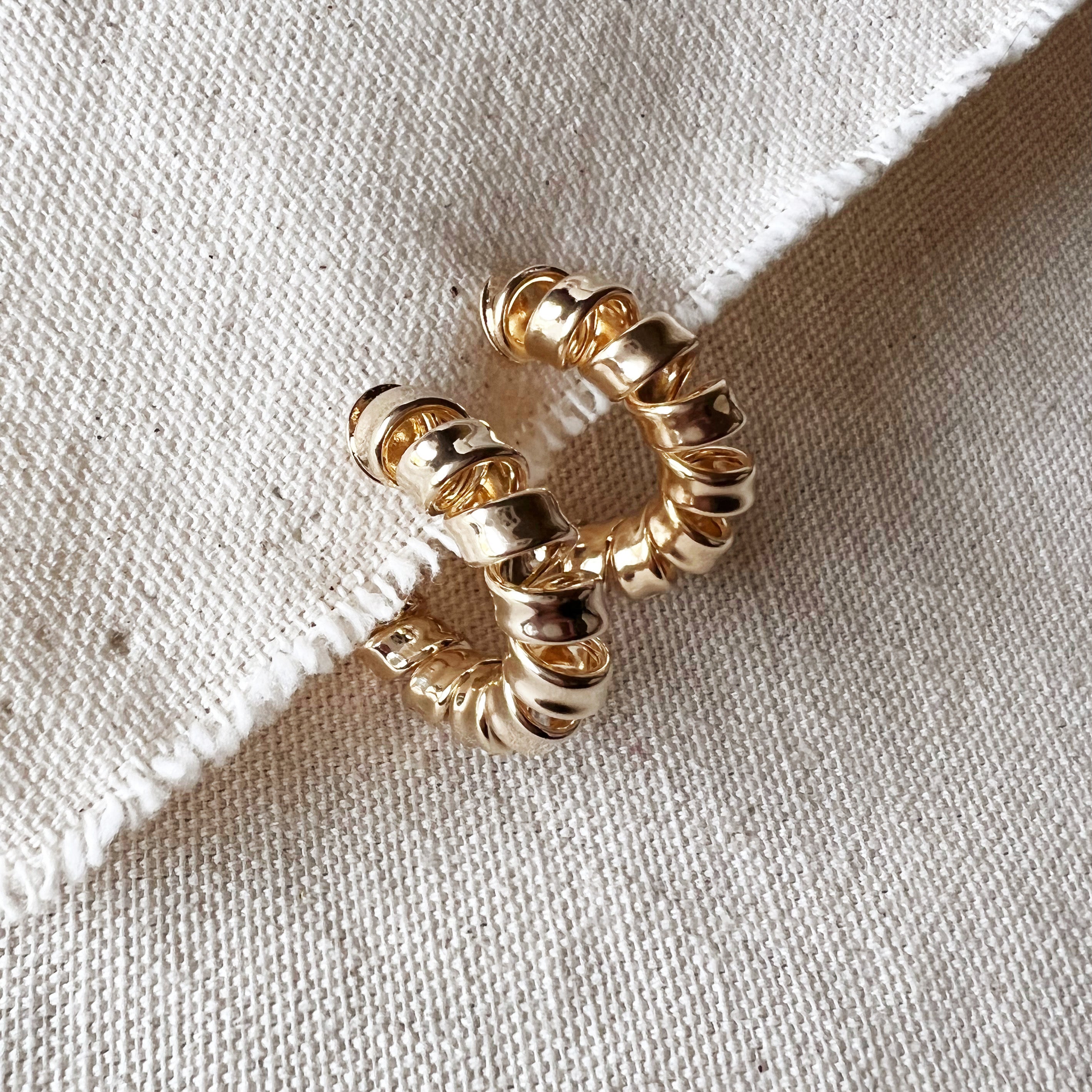 18K Gold Filled Curly C Hoop Earrings - Medium Size Dainty Huggie Hoops for Women, Everyday Wear & Special Occasions