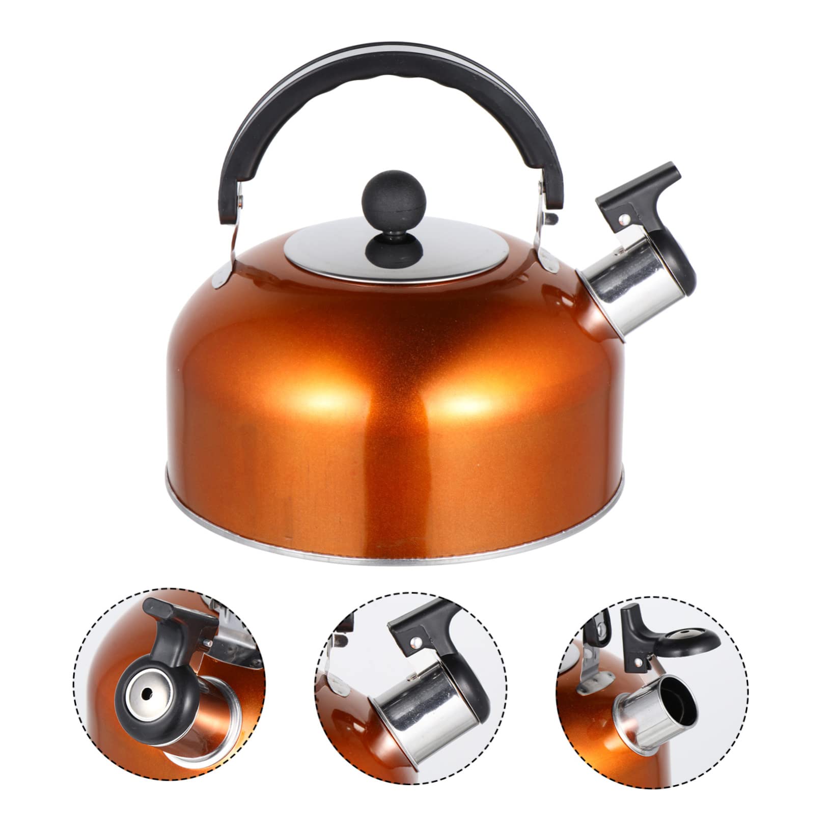 Hemoton 2.5L Stainless Steel Whistling Tea Kettle - Stovetop Safe Flat Bottom Teapot for Coffee & Tea Brewing - Perfect for Home, Office & Camping Use