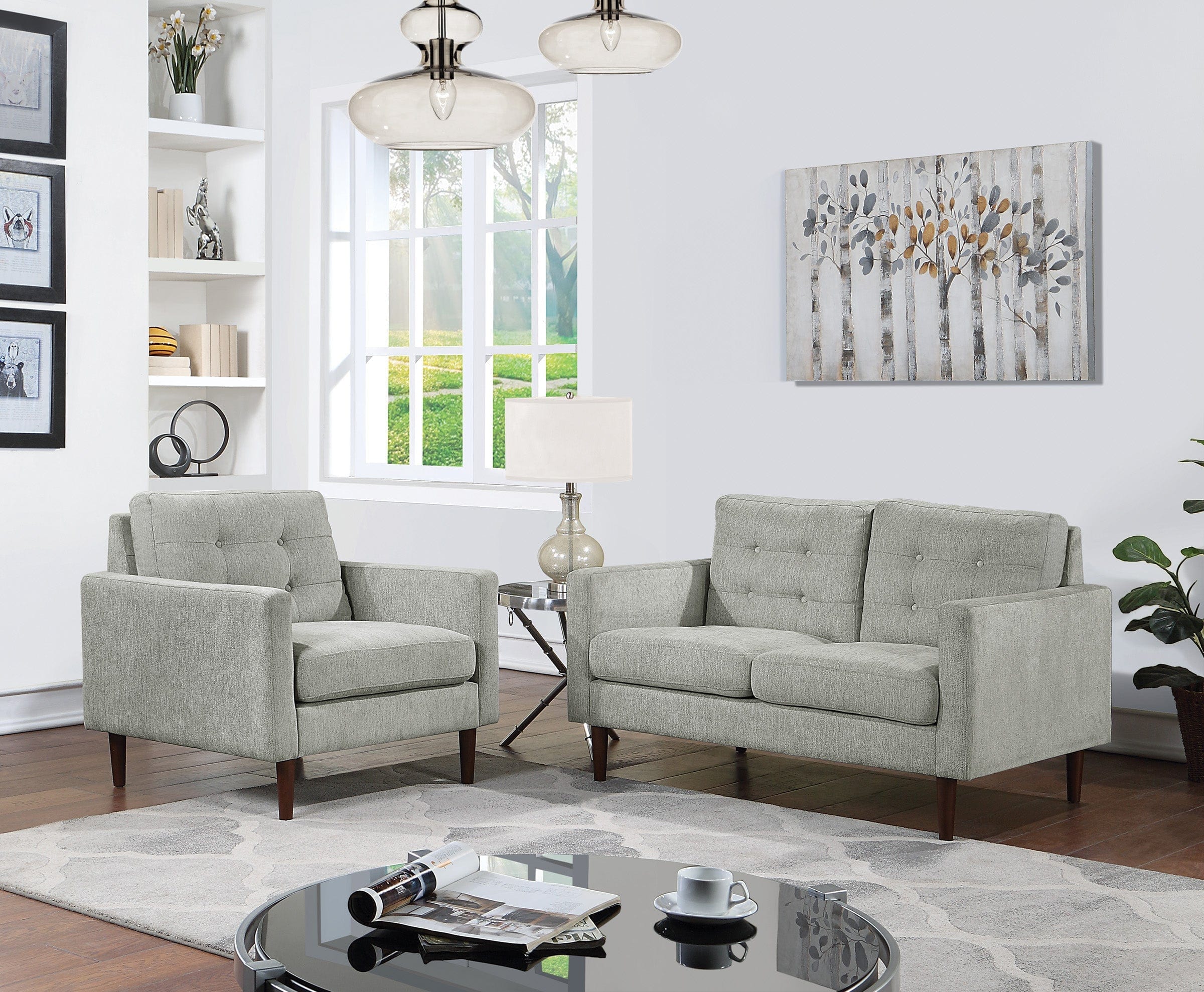 Office Star Grayburn Mid Century Loveseat [GYB52] - Modern Small Sofa for Living Room, Office & Lounge - Comfortable 2-Seater Loveseat for Home Decor