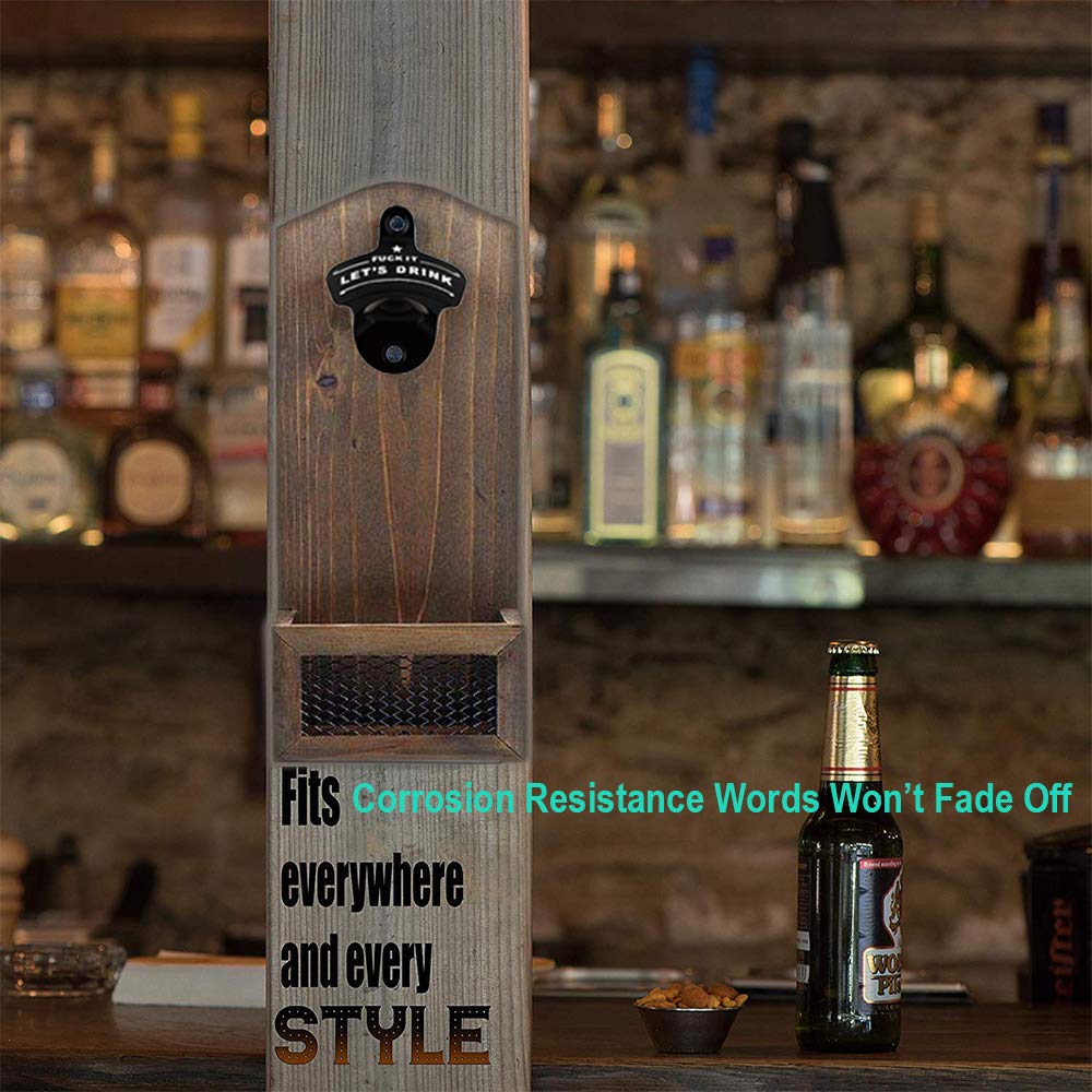 Wall Mounted Bottle Opener Set (2 Pack) - Durable Metal Beer Bottle Opener with Screws & Anchors - Perfect Gift for Men, Dad & Beer Lovers - Funny Christmas, Birthday & Father's Day Gift Idea - Great for Kitchen, Bar, Garage & Outdoor Use