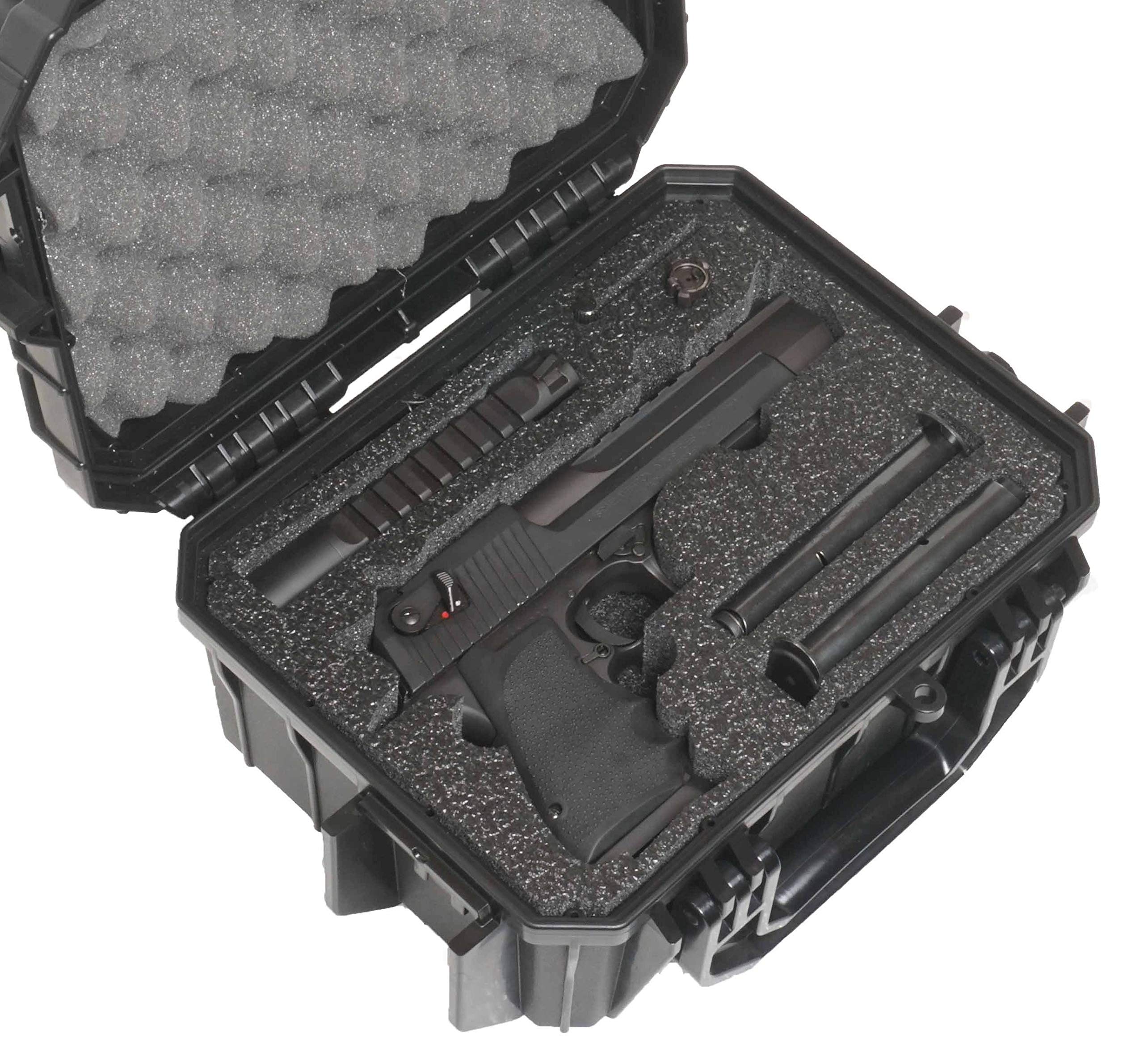 Waterproof Pistol Case for Desert Eagle - Pre-Cut Foam with Storage for 4 Magazines & Extra Barrel | Tactical Gun Case for Range, Hunting & Secure Transport