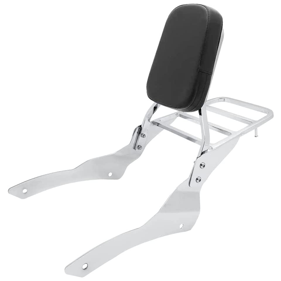 Premium Chrome Sissy Bar with Comfortable Pad & Luggage Rack for Yamaha VStar 650/400 XVS650/400 DS650/DS400 V Star (1998-2018) - Perfect for Long Rides & Touring Comfort