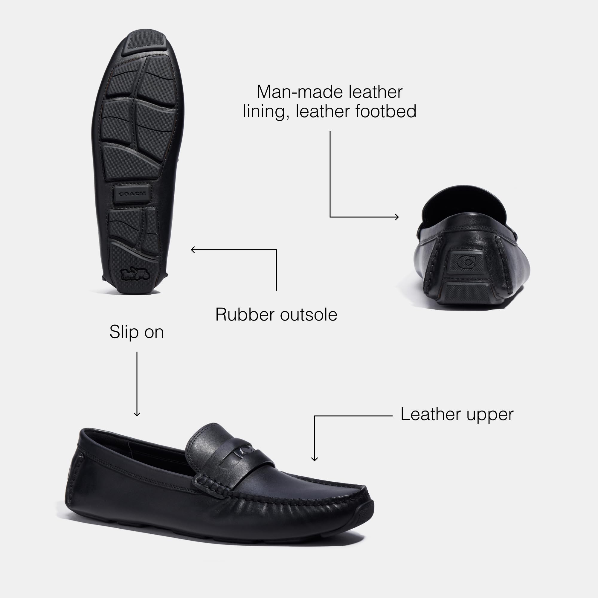 Coach Men's C Coin Leather Driver Loafer - Premium Casual & Business Shoes for Office, Travel & Formal Occasions