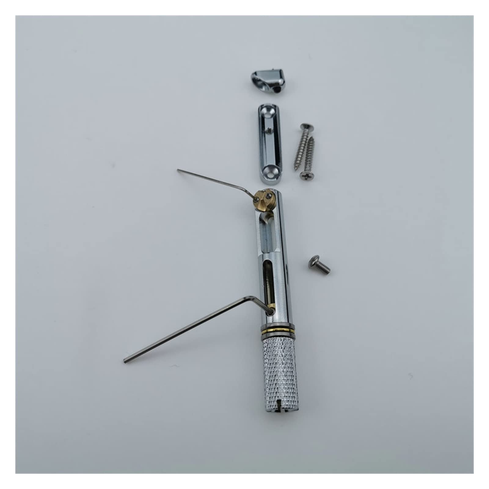 Chrome Single Headless Guitar Bridge - Fanned Fret Brass Fixed Bridge for 10-String Headless Guitars | Perfect for Extended Range & Progressive Metal Musicians