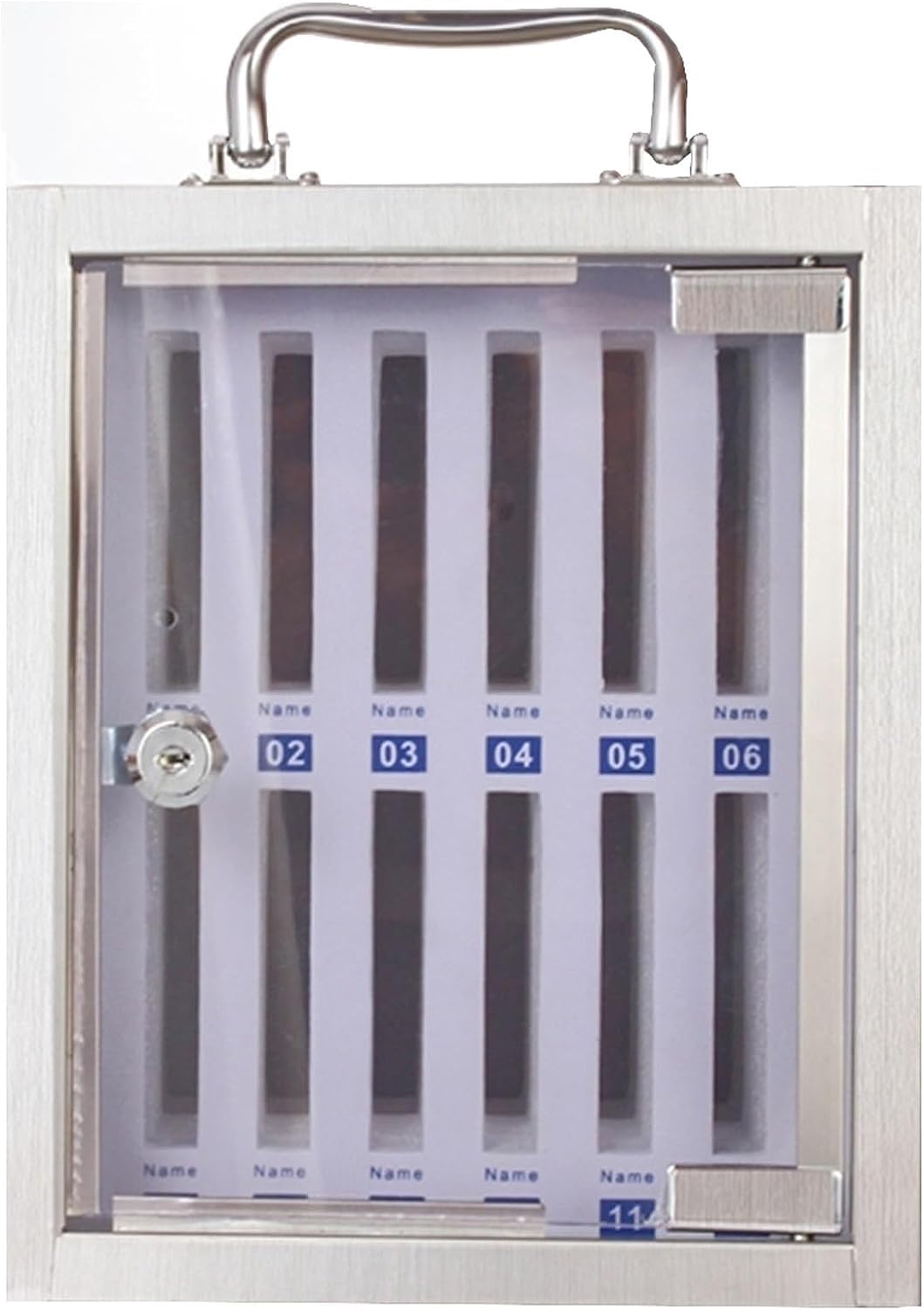 Lockable 12-Unit Metal Cell Phone Storage Cabinet - Wall Mounted Stainless Steel Secure Phone Safe for Offices, Schools & Retail Stores