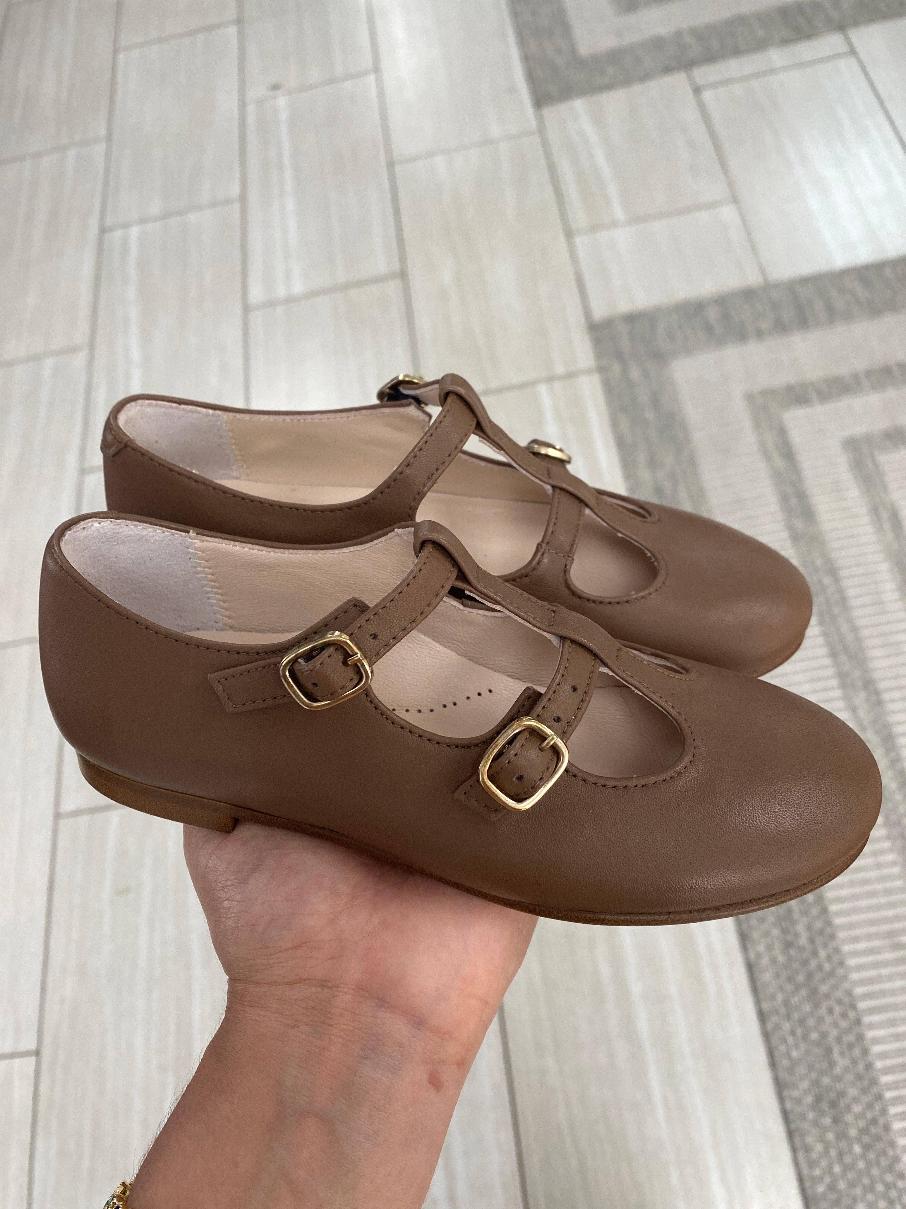 Beberlis Soft Brown Double Strap Mary Jane Shoes for Women - Comfortable & Stylish Flats for Work, Casual Wear & Everyday Outfits