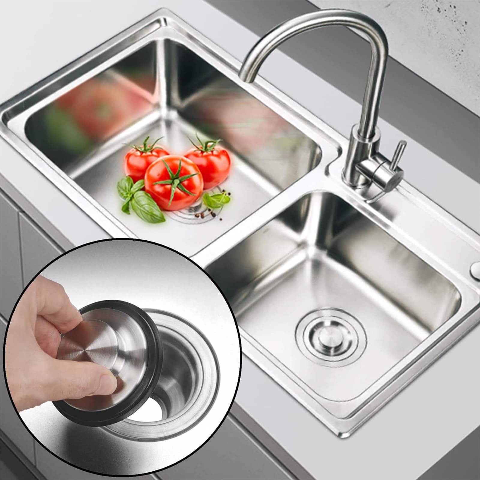 2 Pack Stainless Steel Kitchen Sink Stopper for Garbage Disposal - Fits Standard 3.5