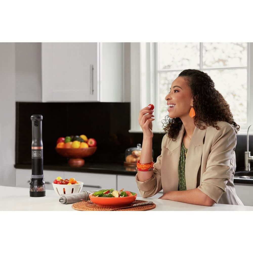 BLACK+DECKER Kitchen Wand Attachment Salt and Pepper Grinder - Adjustable Coarseness, Battery Powered Spice Mill (BCKM101SP) - Perfect for Cooking, Baking & Seasoning Dishes
