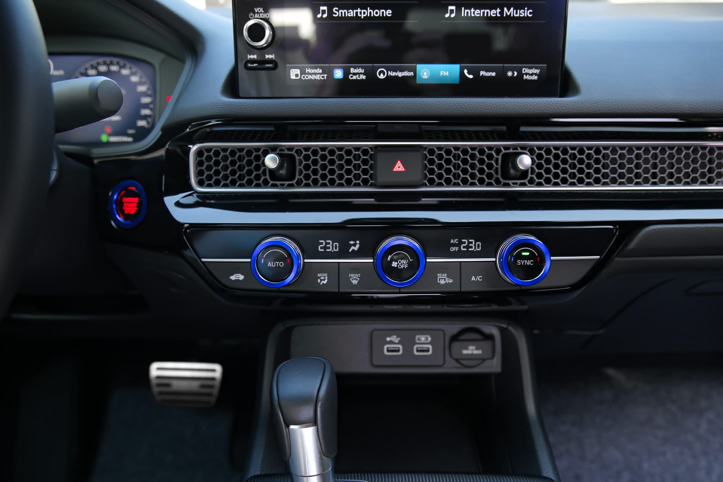 Honda Civic Accord CR-V HR-V 2023-2025 Accessories - CKE Center Console Cover, AC Knob & Engine Start Cover Rings for 11th Gen Civic (Blue) - Upgrade Your Car Interior & Protect from Scratches