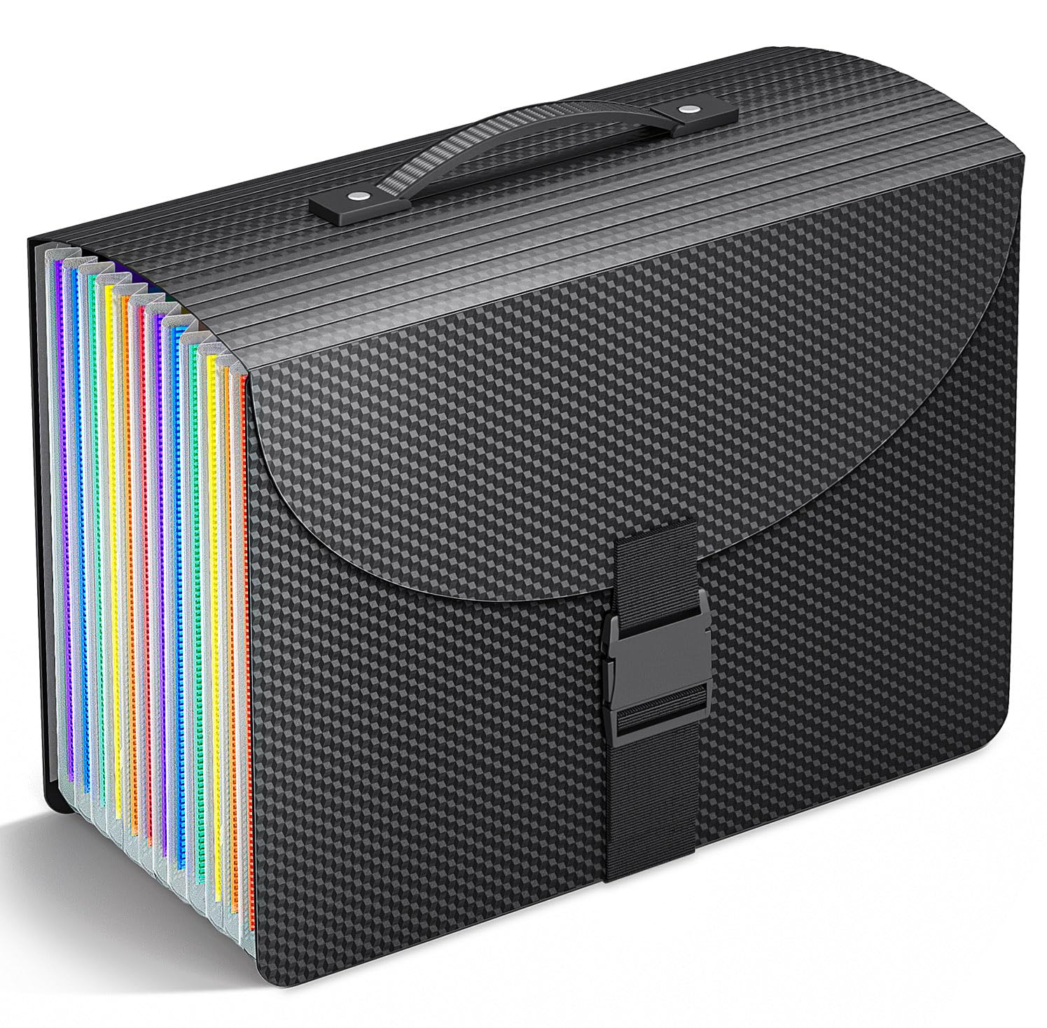 Accordion File Organizer with Handle - 13 Pocket Expandable File Box for Papers, Bills & Documents | Portable A4/Letter Size Filing Folder with Adjustable Strap & Color Tabs | Perfect for Office, School & Home Organization