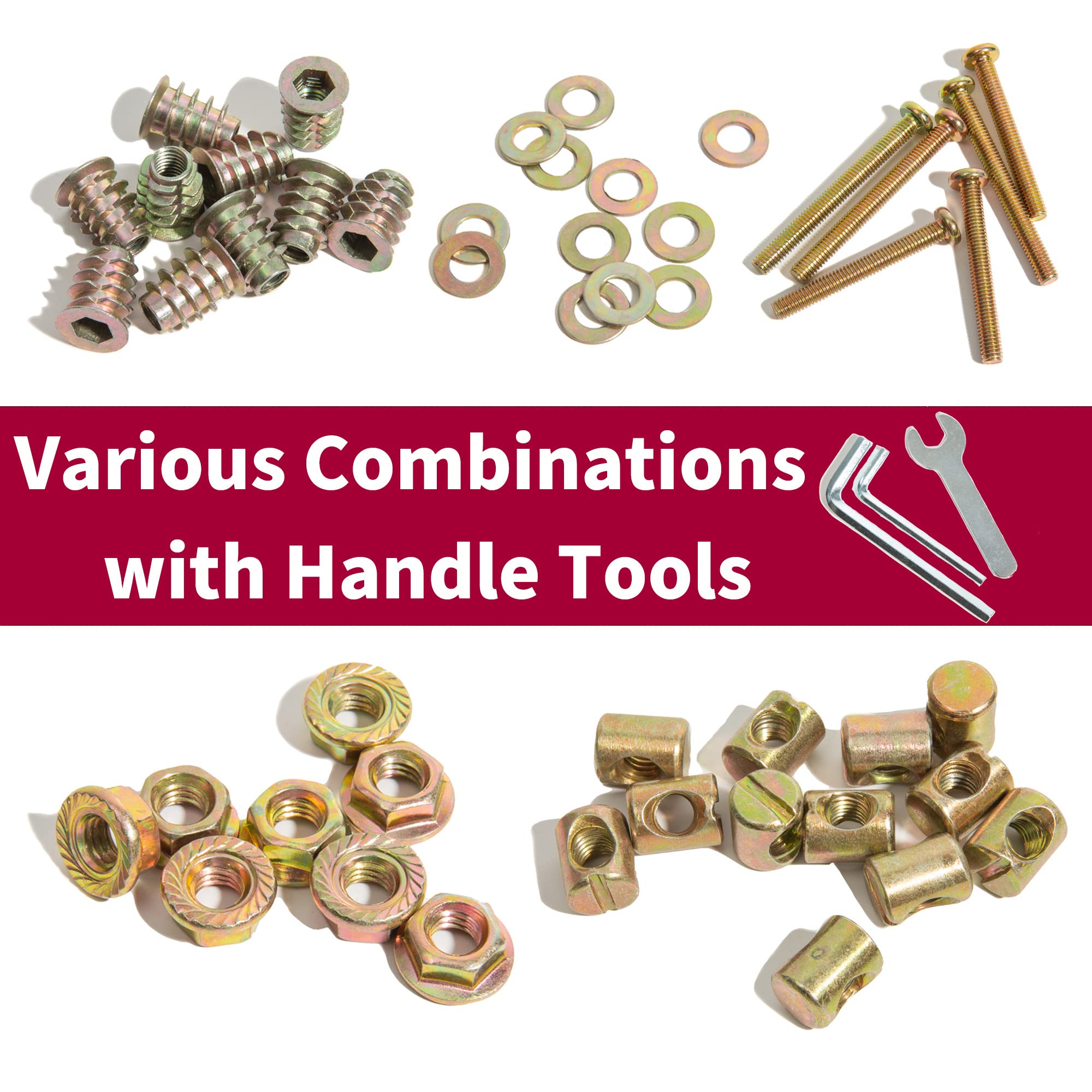 Baby Crib Screws Kit - 130PCS M6 Furniture Hardware for Beds & Chairs - Replacement Parts for DIY & Repair