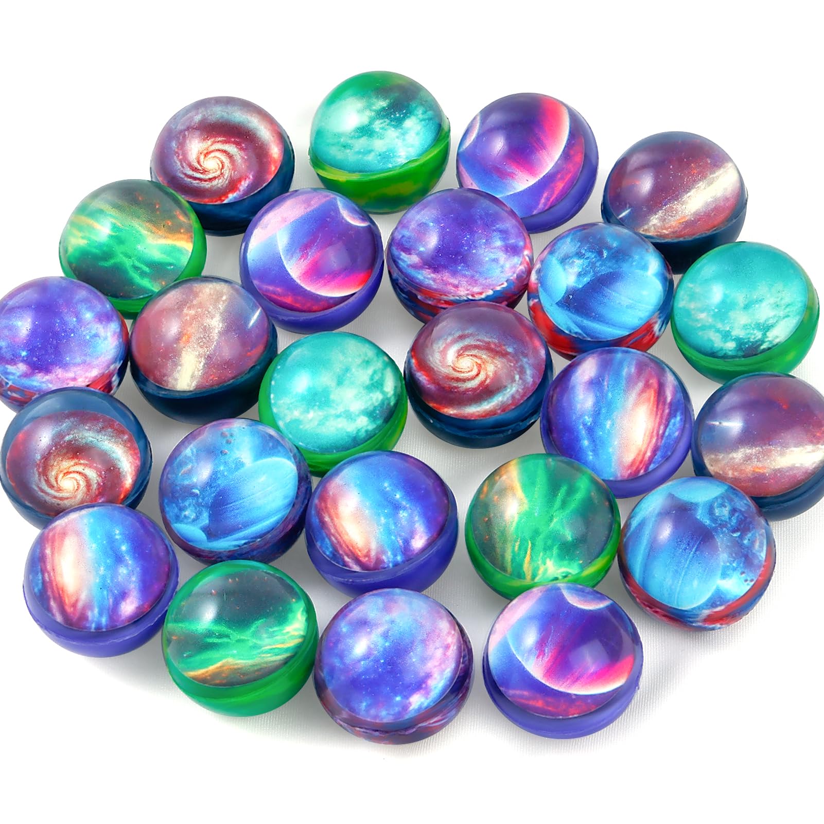 24PCS Galaxy Bouncy Balls Bulk - 32mm Space Theme Bouncy Balls for Kids Party Favors, Christmas Gift Bag Fillers - Perfect for Birthday Parties, Classroom Rewards & Space-Themed Events