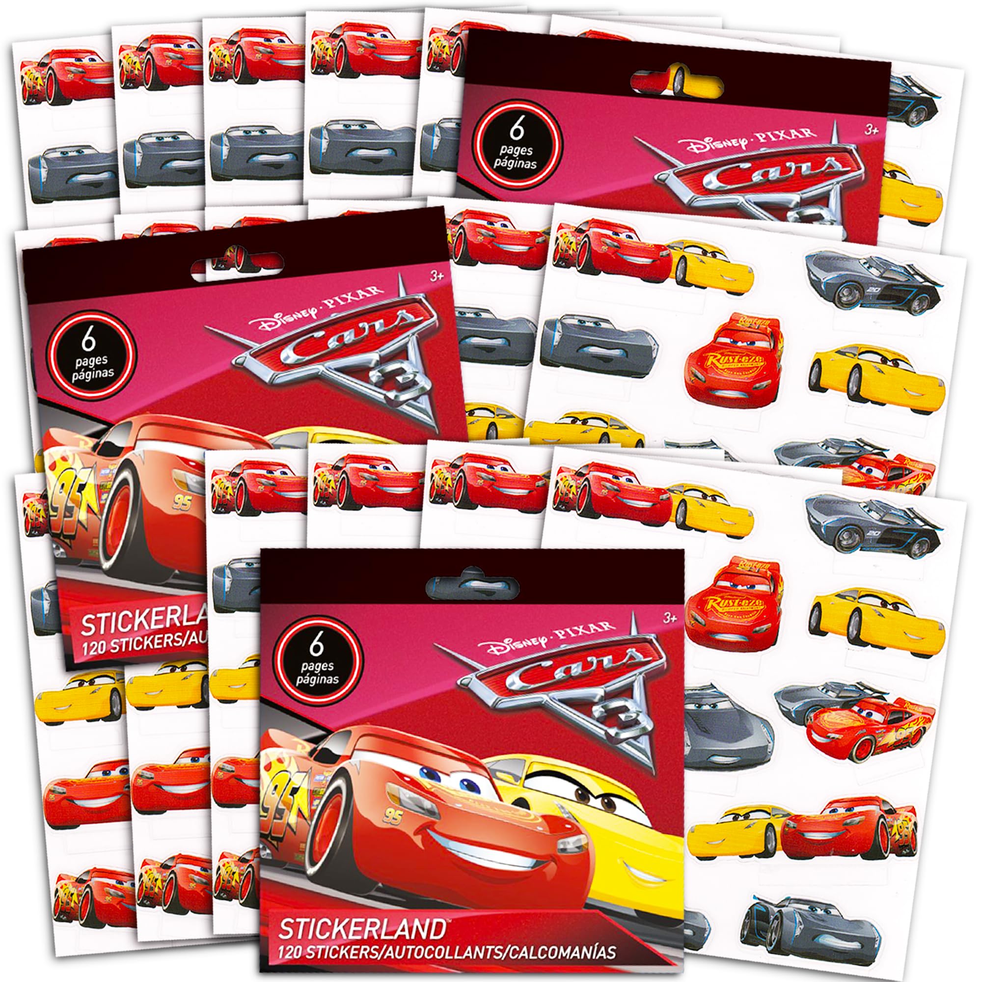 Disney CARS 3 Movie Themed Stickers - 18 Sheets & 200+ Stickers for Kids Party Favors, School Projects, Scrapbooking & DIY Crafts (Cars Party Supplies)
