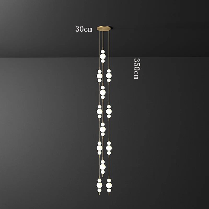 Modern Tri Globes Staircase Chandelier Lighting Fixture - Elegant Crystal Pendant Light for Foyer, Hallway & Stairwell Decoration - Perfect for Home, Hotel & Luxury Interior Design