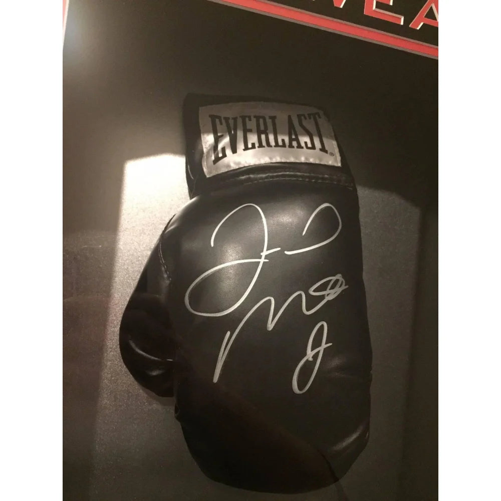 Floyd Mayweather Jr. Signed Boxing Glove with JSA COA - Authentic Memorabilia in Framed Money Collage Display - Perfect for Sports Collectors & Boxing Fans