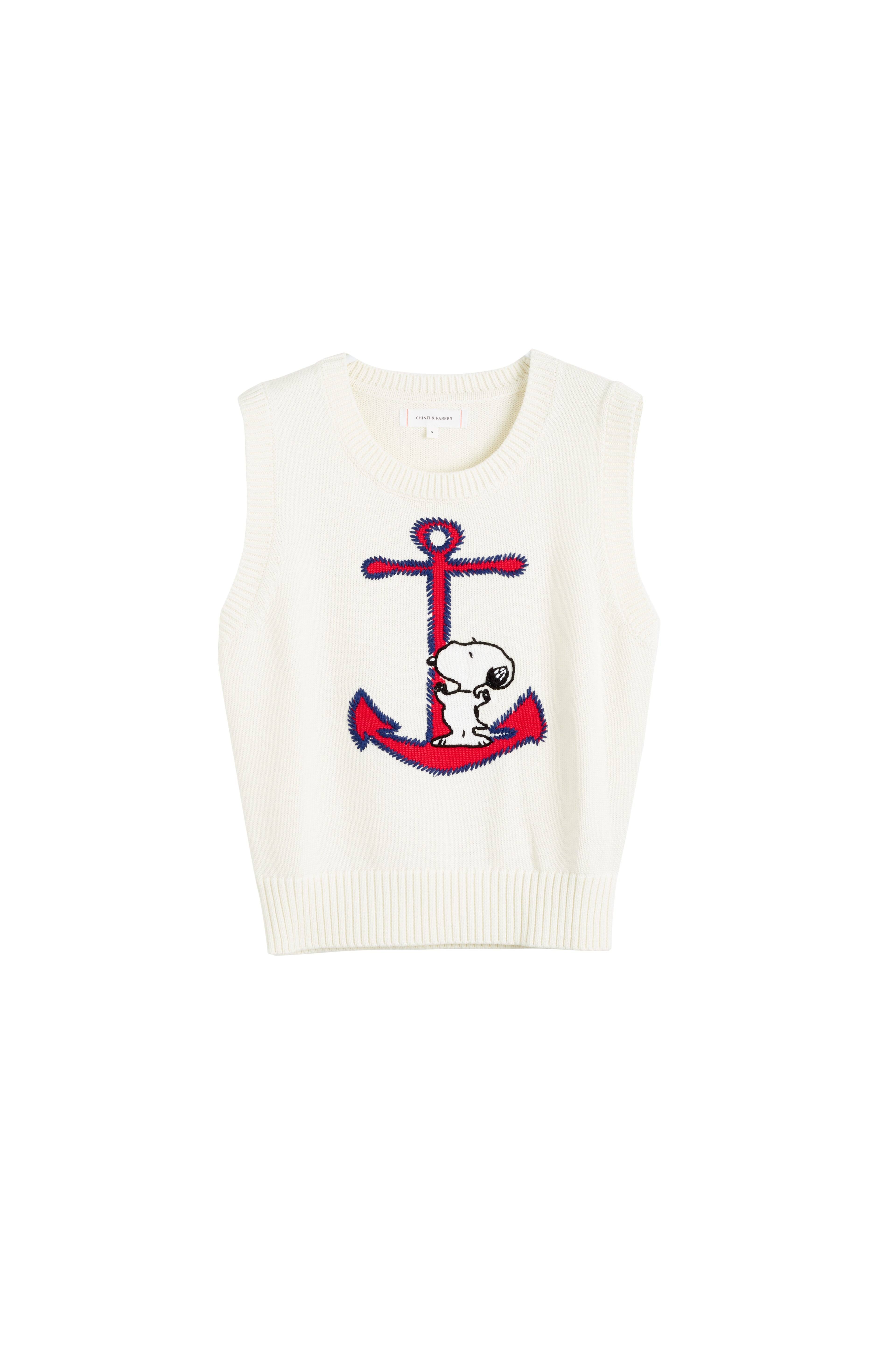 Cream Cotton Snoopy Anchor Tank Top - Soft & Comfortable Women's Summer T-Shirt - Perfect for Beach, Casual Wear & Vacation Outfits