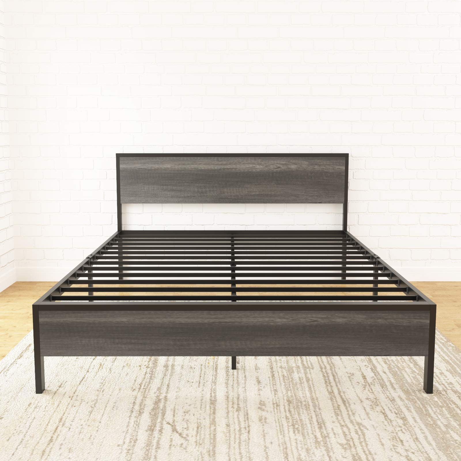 Weehom Queen Size Metal Bed Frame with Lock Design & Under Bed Storage - No Box Spring Needed, Mattress Foundation - Black | Perfect for Small Spaces, Guest Rooms & Dormitories