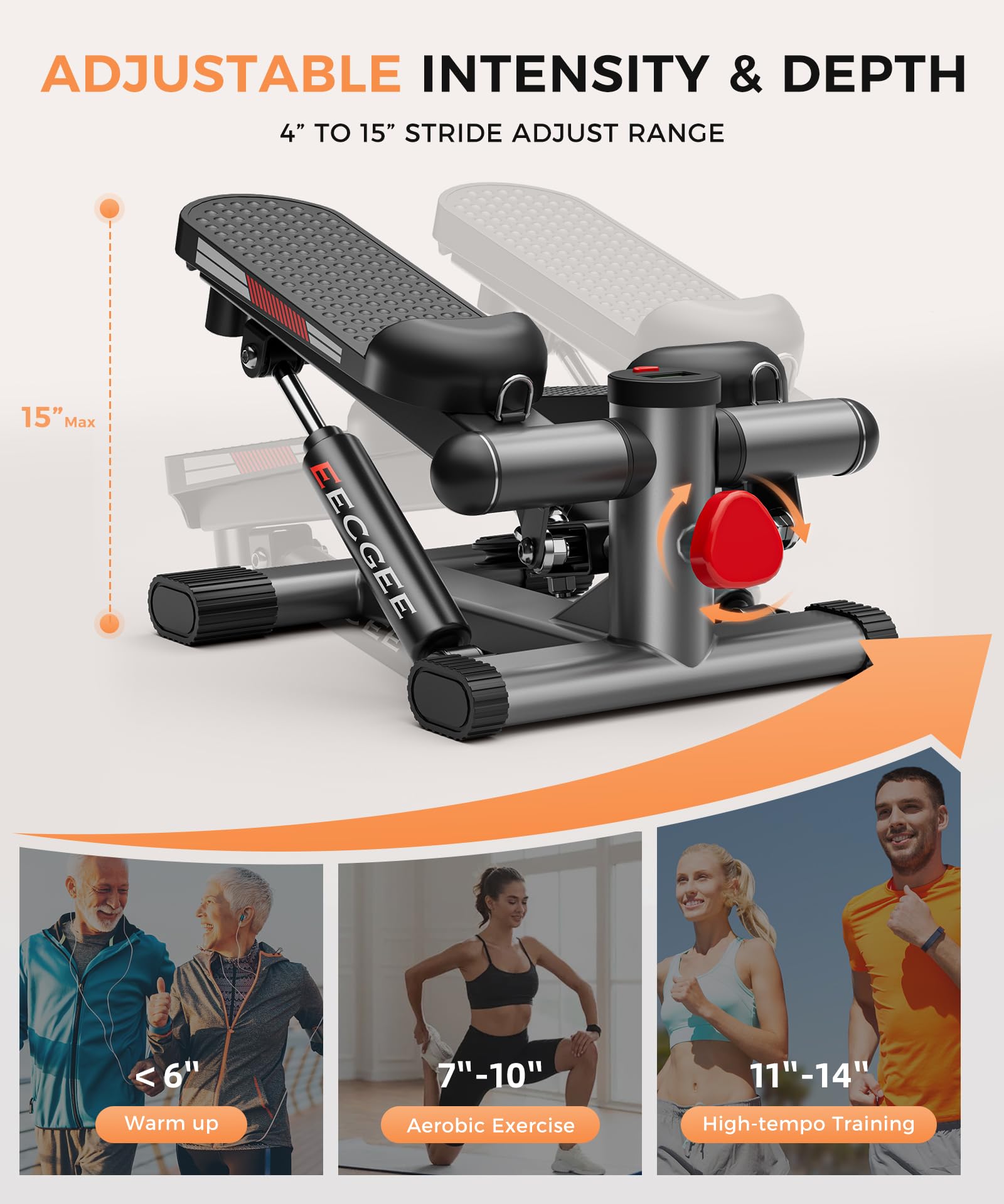 Mini Stepper with Hydraulic Resistance - Portable Stair Climbing Exercise Machine for Home Gym, Cardio & Leg Workout | Perfect for Small Spaces, Office & Apartment Fitness