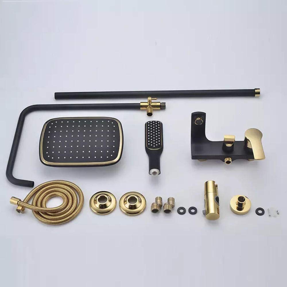 Gold & Bronze Black Shower Faucet Kit - High-End Toilet & Bathtub Faucet Set for Modern Bathroom Decor | Perfect Housewarming Gift for New Homeowners | Ideal for Bathroom Renovation & Spa-Like Shower Experience