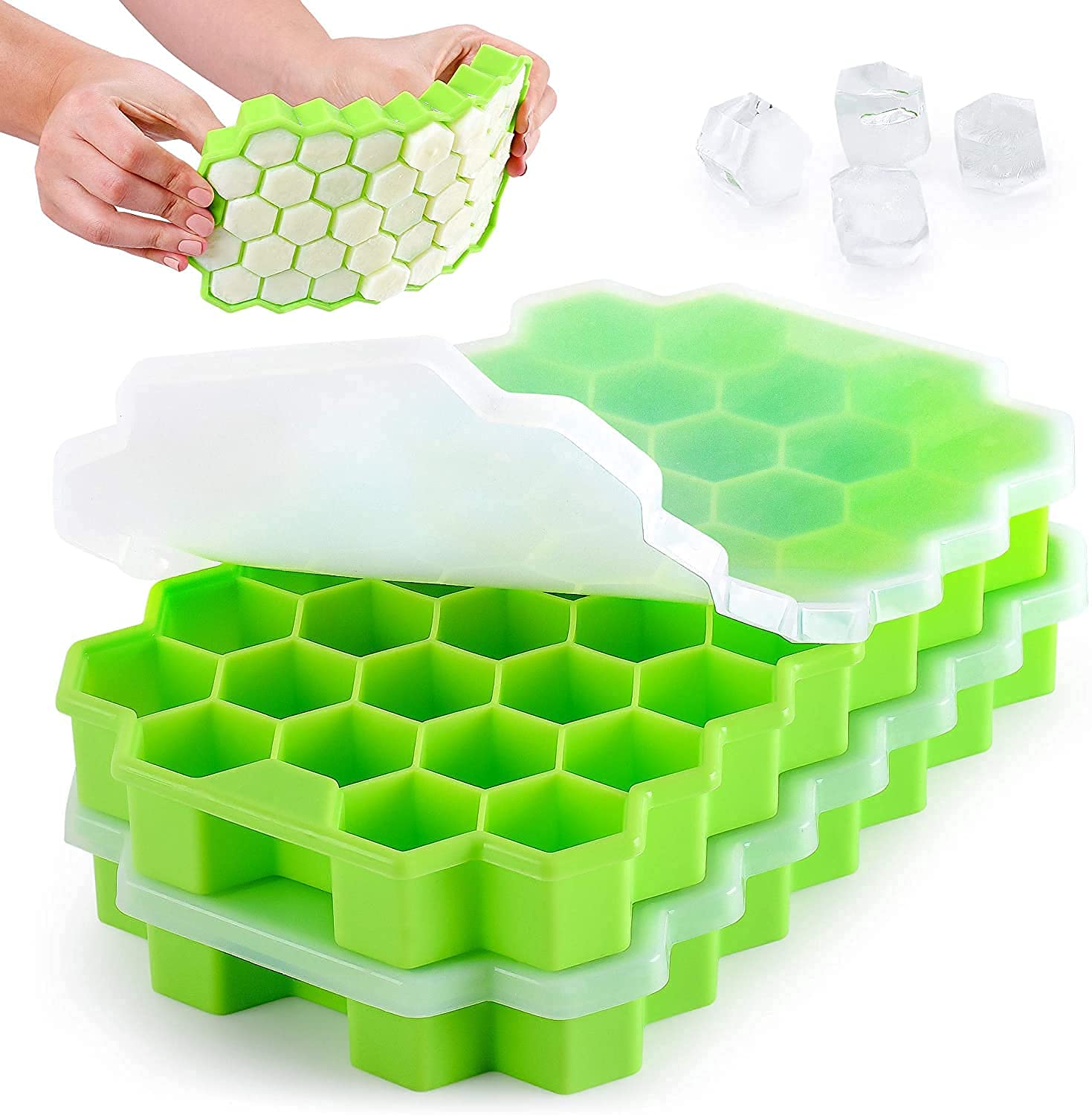 Premium Silicone Honeycomb Ice Cube Tray - 37 Cavity Reusable Freezer Mold for Cocktails, Chilled Drinks & Chocolate Making | Flexible BPA-Free Ice Cube Maker for Home Bars, Parties & Baking (Multi-Color)