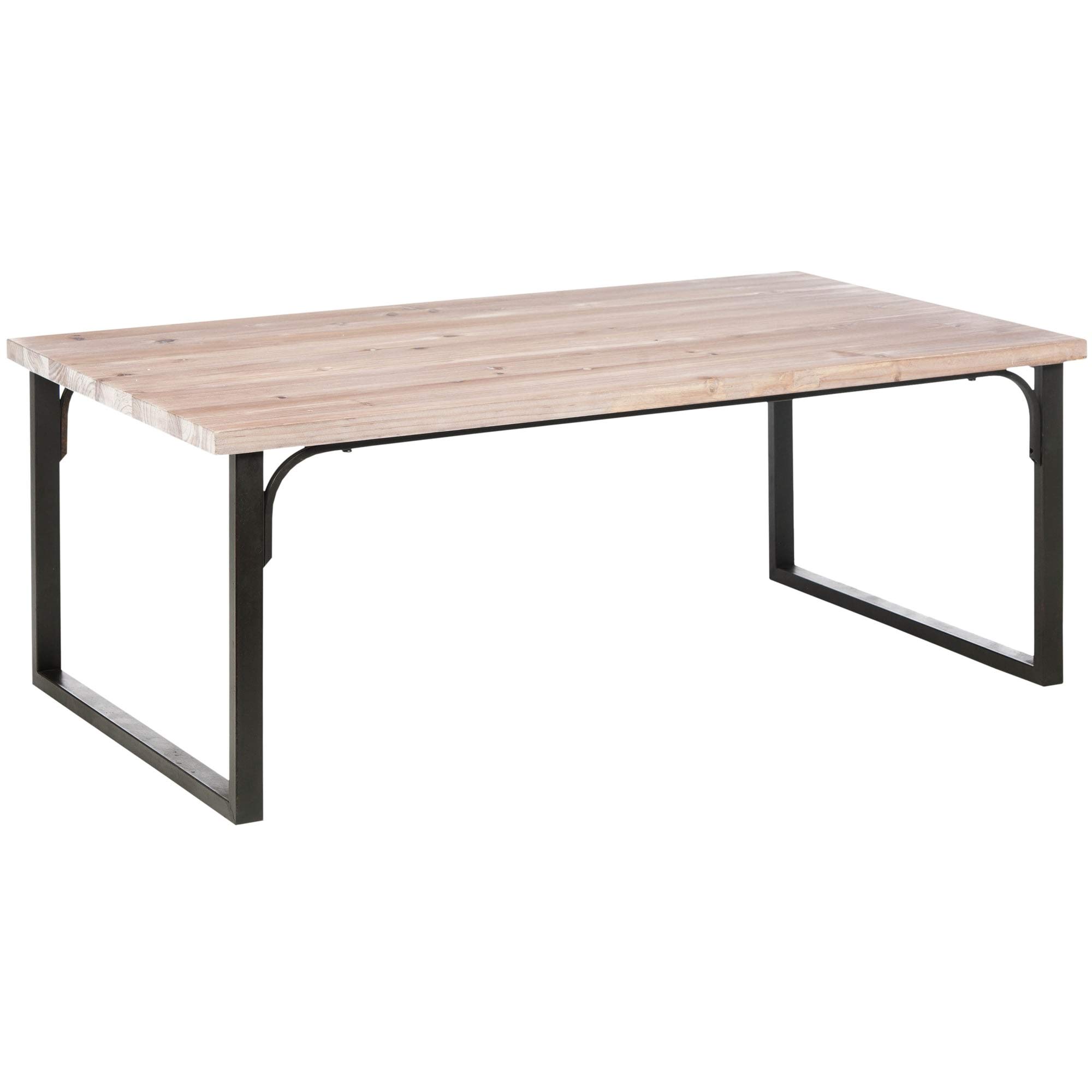 Industrial Coffee Table - Black & Brown Rectangle Metal Frame with Wicker Top - Perfect for Living Room, Lounge, or Office Decor