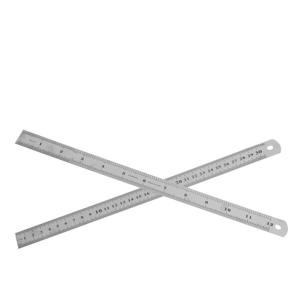Youngy 12 Inch Stainless Steel Ruler - 30CM Double Sided Metal Pocket Ruler with Metric & Imperial Measurements - Perfect for School, Office, Engineering, and DIY Projects