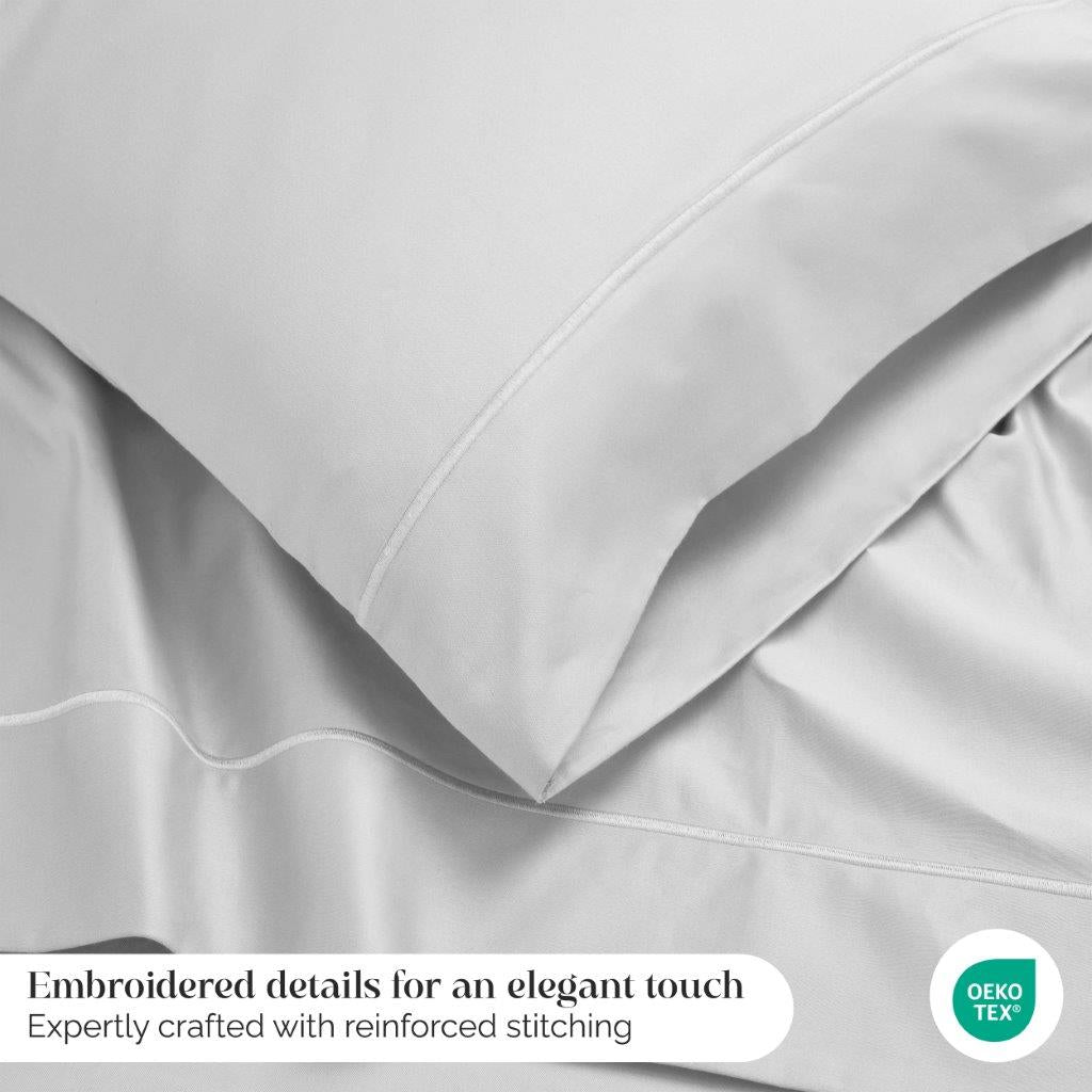 Luxury Egyptian Cotton 1500 Thread Count Embroidered Sheet Set - Queen Size Bedding for Ultimate Comfort & Breathability - Perfect for Master Bedrooms, Guest Rooms & Hotels