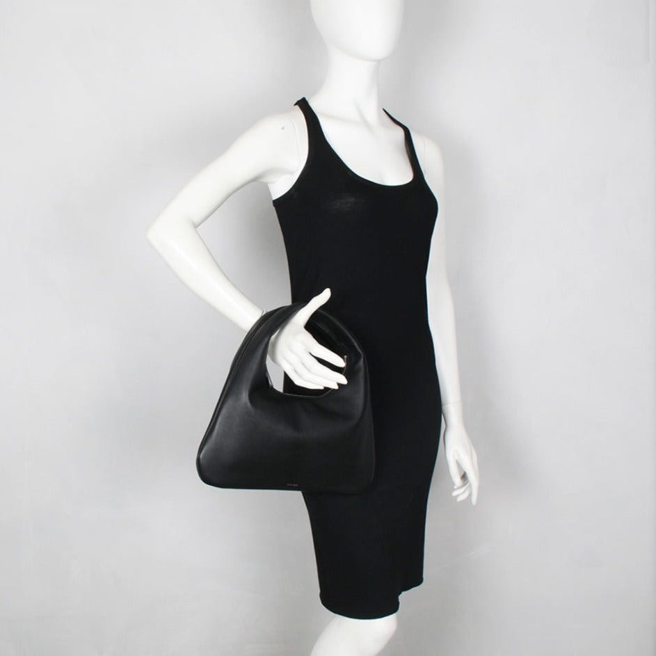 Stylish Small Everyday Shoulder Bag for Women - Premium Grained Leather Crossbody Purse in Classic Black - Perfect for Work, Travel & Casual Outings