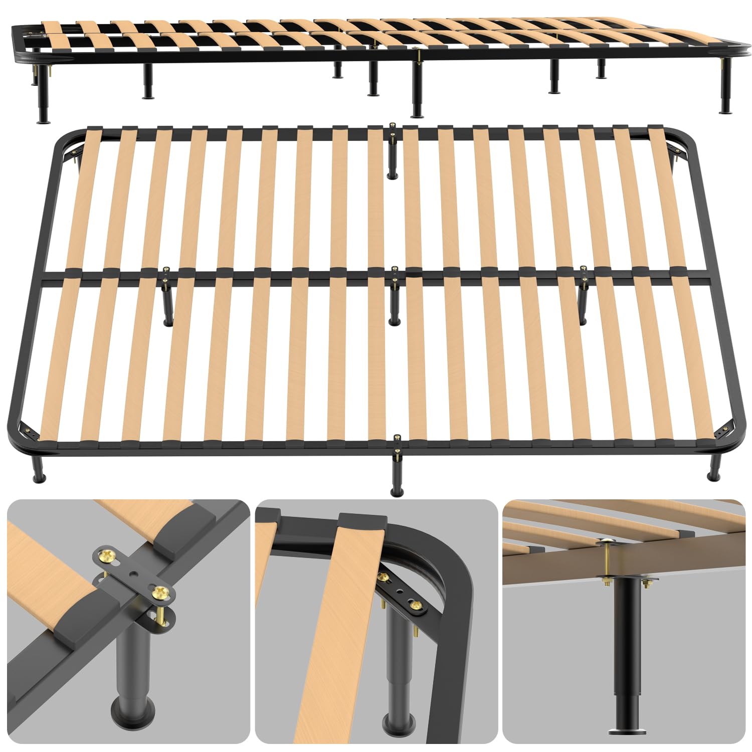 Heavy Duty Adjustable Bed Support Legs 7.08-12.6 Inch - Metal Replacement Legs for Bed Frame, Sofa, Table & Furniture Cabinet | Perfect for Bedroom, Living Room & Office Furniture Support