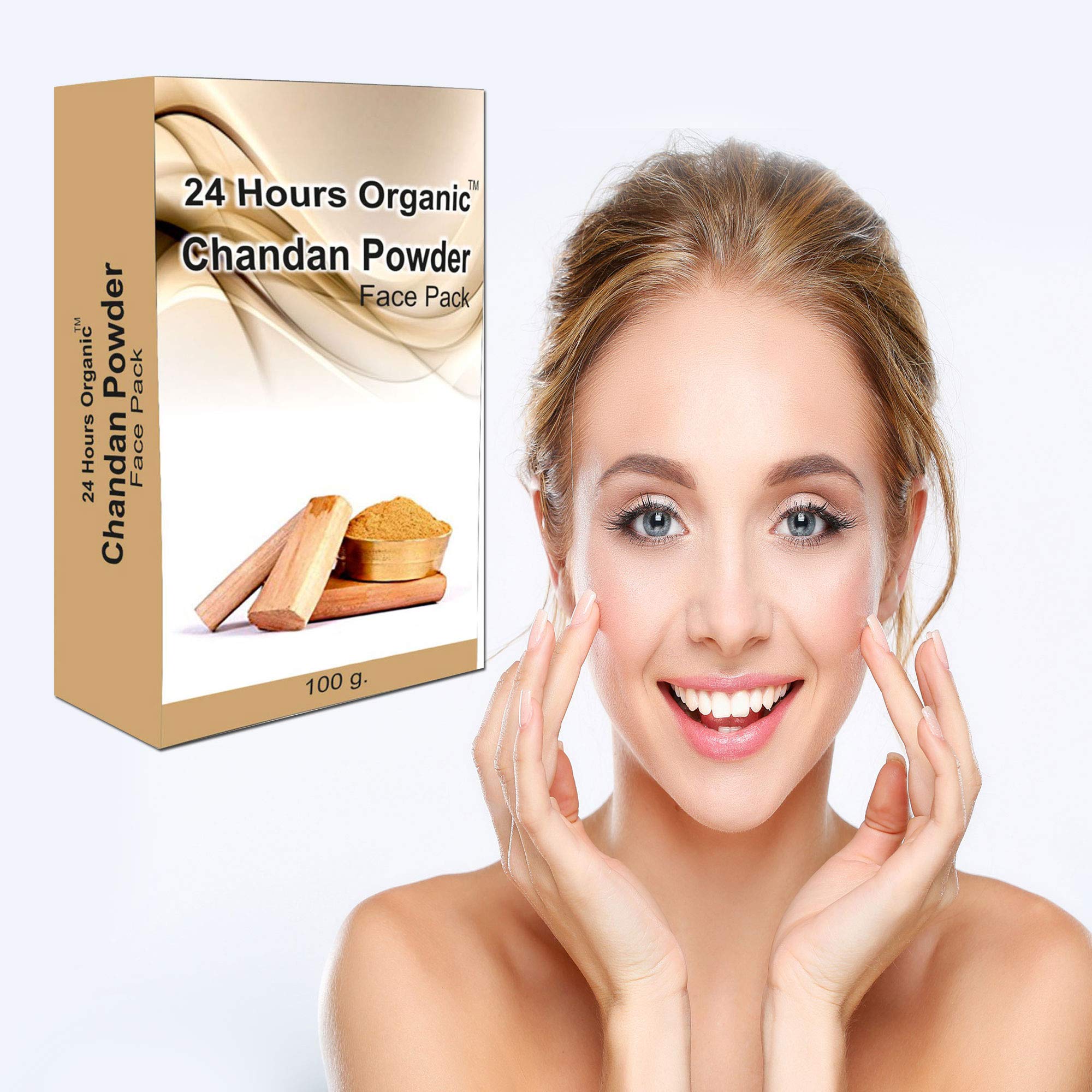 24 Hours Organic Sandalwood Powder for Face Pack - Glowing & Soft Skin Treatment - Deep Cleansing, Blackhead Removal, Anti-Acne Solution (200g) with Free Rose Water (60ml×2=120ml) - Perfect for Daily Skincare Routine & Spa Treatments