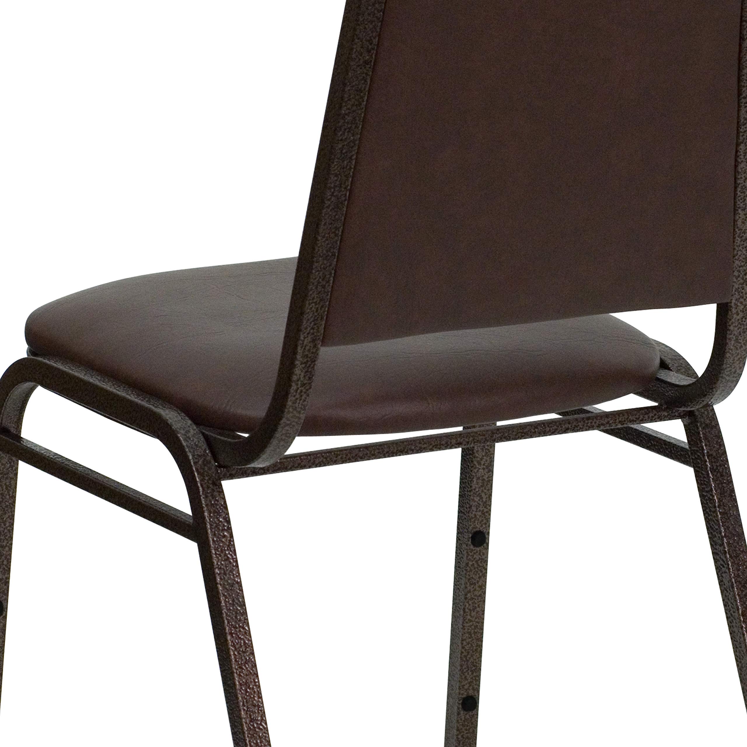 Flash Furniture 4-Pack HERCULES Series Stackable Banquet Chairs - Brown Vinyl Upholstery with Copper Vein Metal Frame | Perfect for Weddings, Events & Conference Rooms