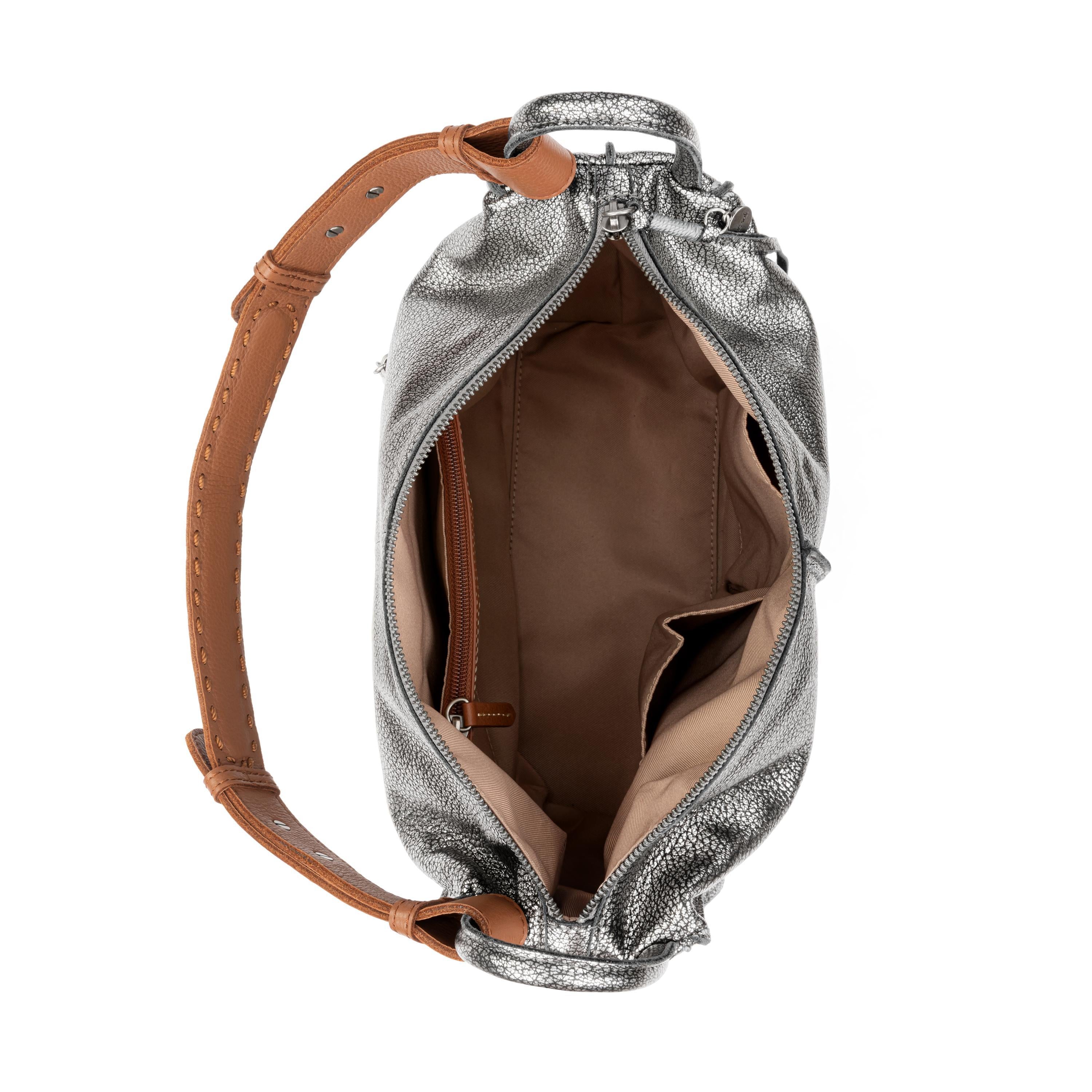 Los Feliz Hobo Leather Handbag - Dark Silver Crossbody Purse for Women | Stylish & Durable Everyday Bag for Work, Travel & Shopping