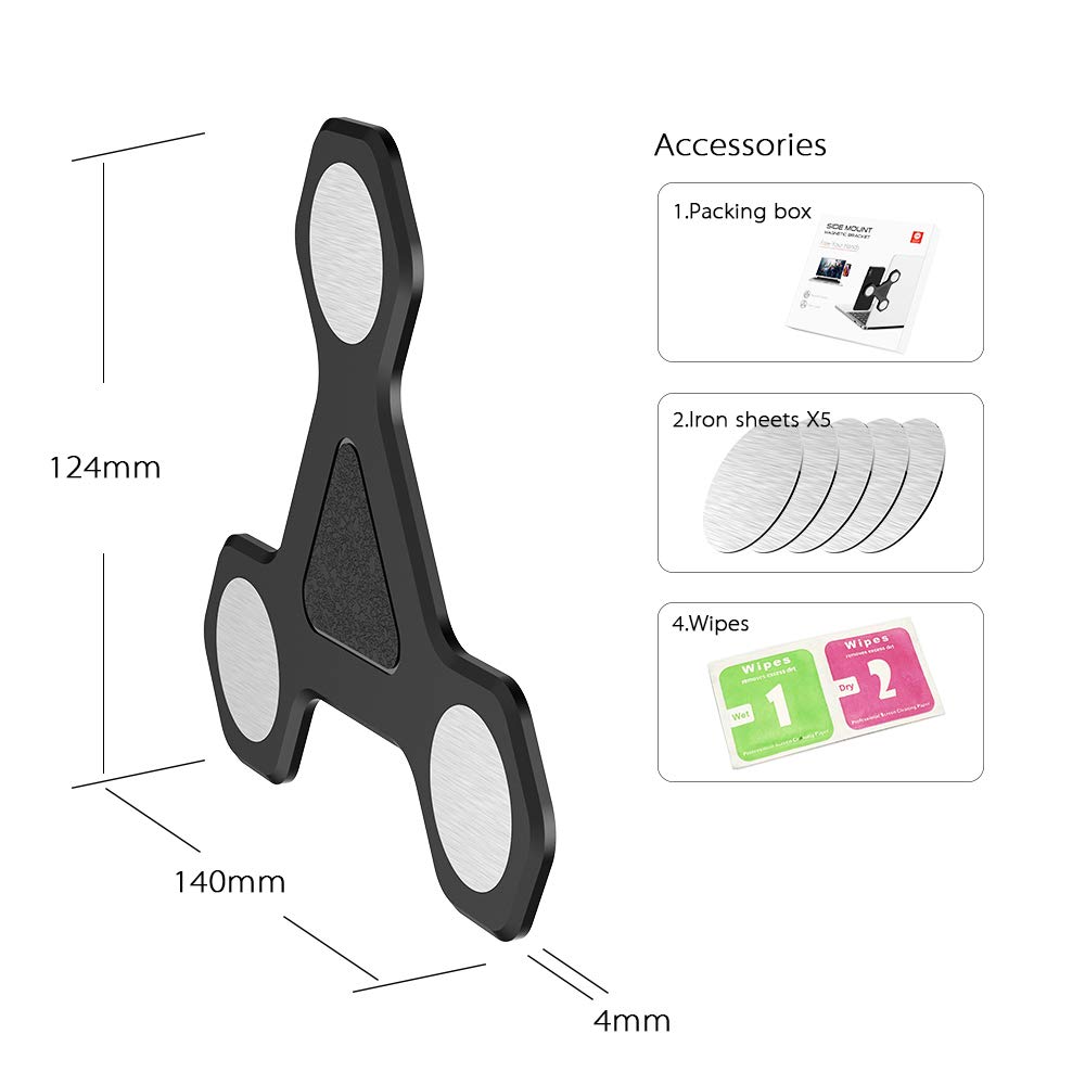 XCIVI Magnetic Laptop Monitor Mount - Adjustable Side Bracket for Smartphone & Tablet (Black) - Perfect for Dual Screen Work Setup, Gaming & Office Productivity