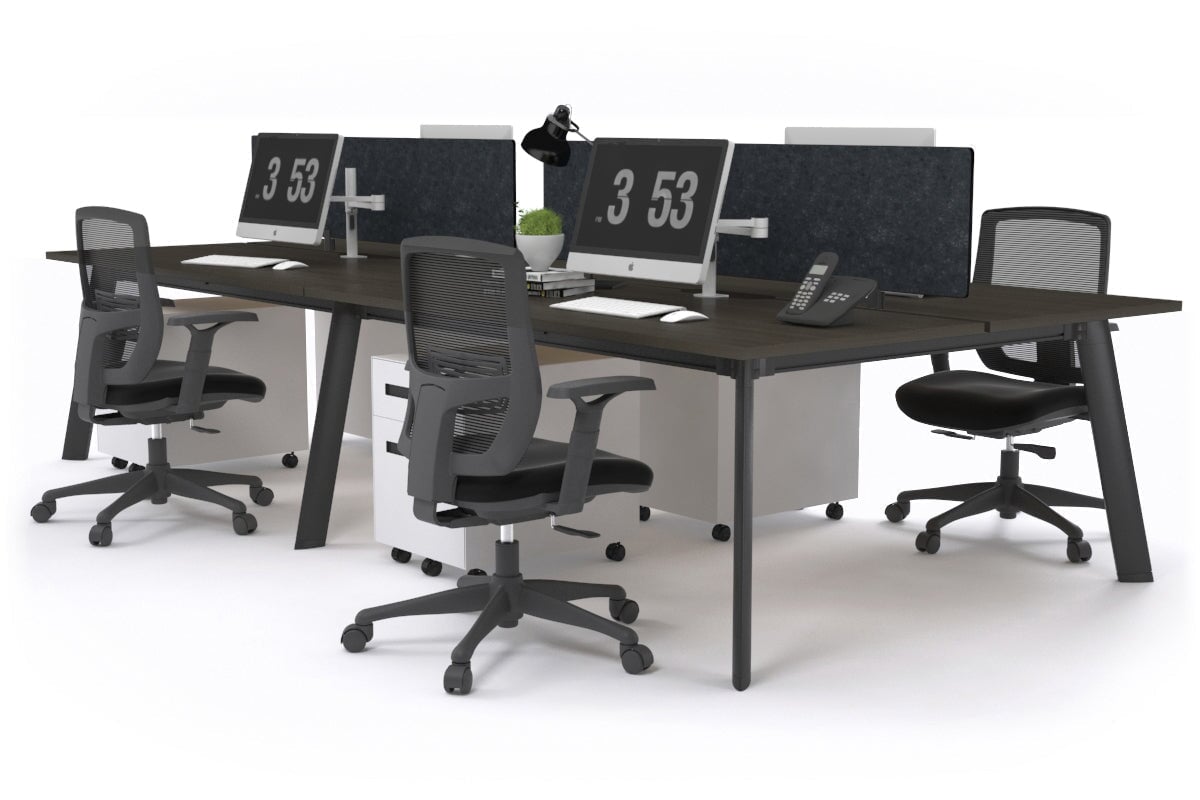 4-Person Workstation with Black Frame - 1800L x 800W Office Desk with Cable Management | Perfect for Team Collaboration & Open Office Spaces