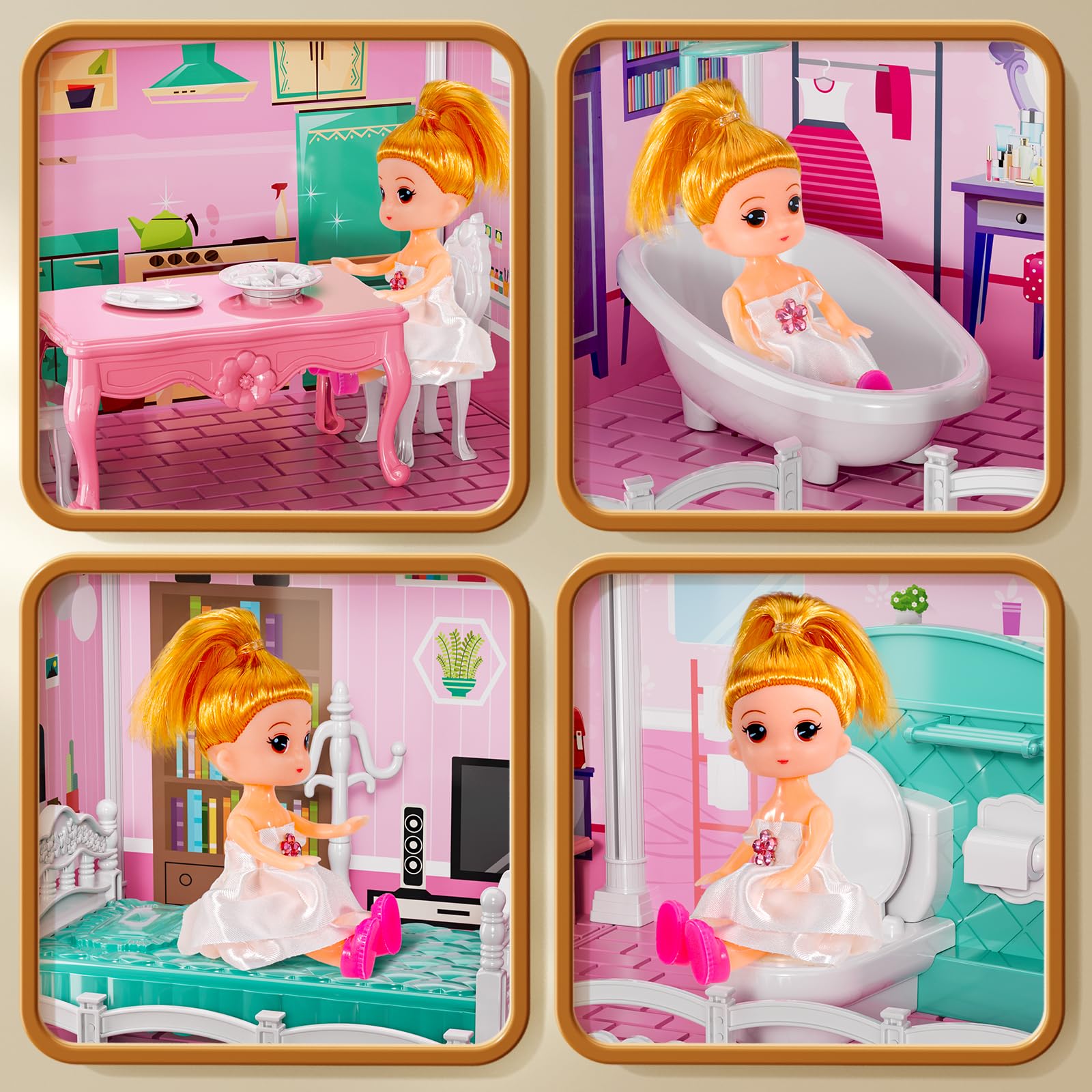 Villa Pretend Play Dollhouse Set for Girls Ages 2-7 - Interactive DIY Doll Toys with Furniture & Accessories | Indoor & Outdoor Role Play Toys for Toddlers & Preschoolers | Perfect for Birthday Gifts & Imaginative Playtime