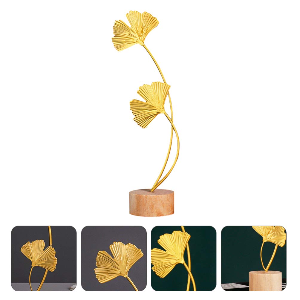 TOYANDONA Large Metal Ginkgo Leaf Sculpture - Handcrafted Abstract Art Figurine for Home & Office Decor, Desktop Ornament, Gift Idea - Perfect for Living Room, Bookshelf, or Wedding Centerpiece